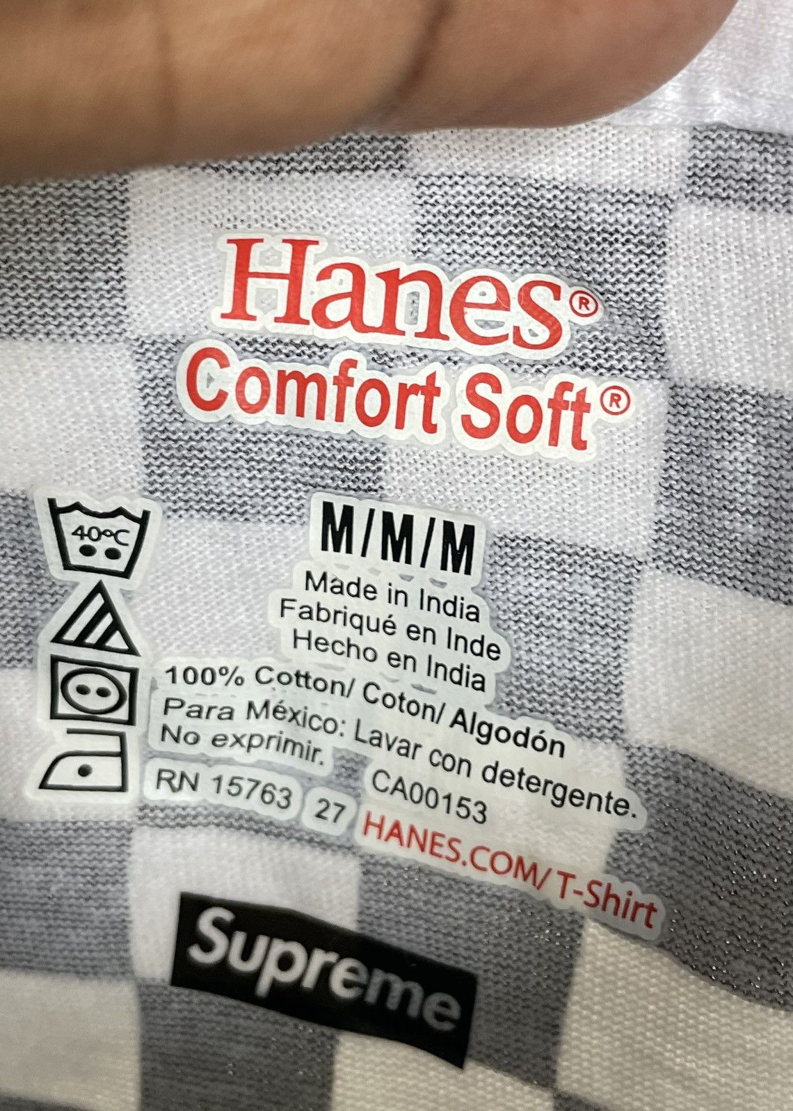 Supreme Supreme x Hanes Checkered Tag-less Tee Size US M / EU 48-50 / 2 - 4 Thumbnail