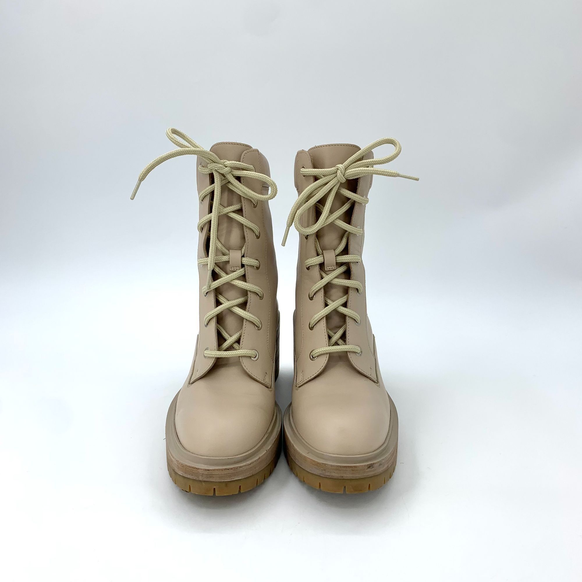 Hermes Hermes Womens Apricot Leather Lace-Up Mid-Calf Martin Boots Size US 8 / IT 38 - 6 Thumbnail