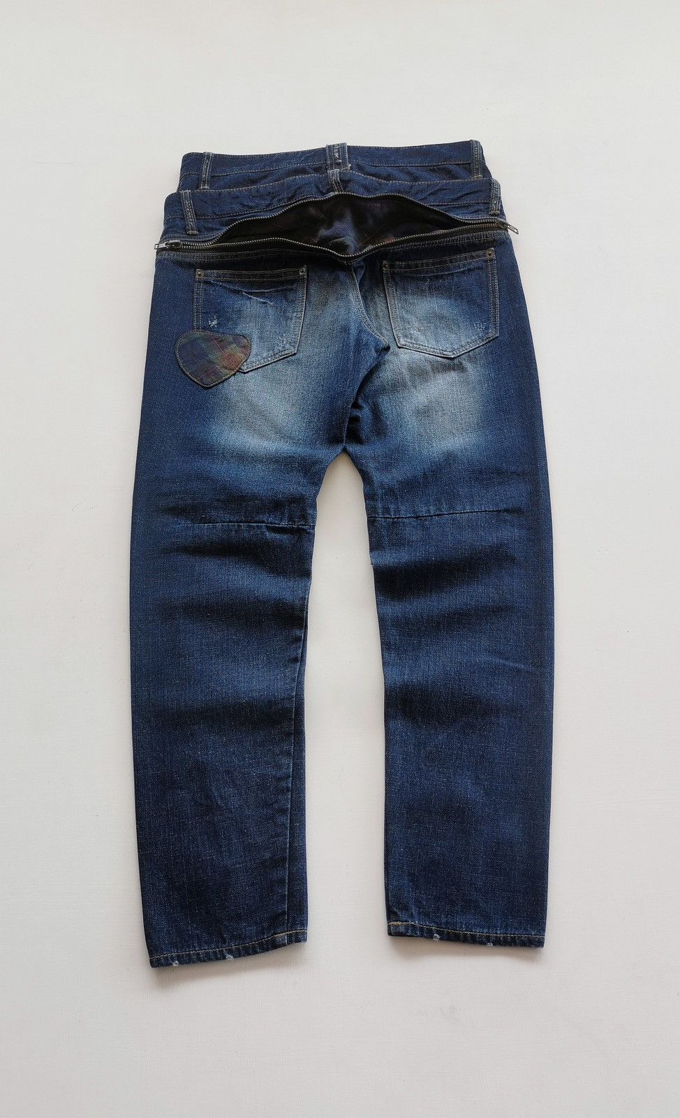 If Six Was Nine Stitch Graffito Double Waist Denim Jeans Size US 32 / EU 48 - 3 Thumbnail