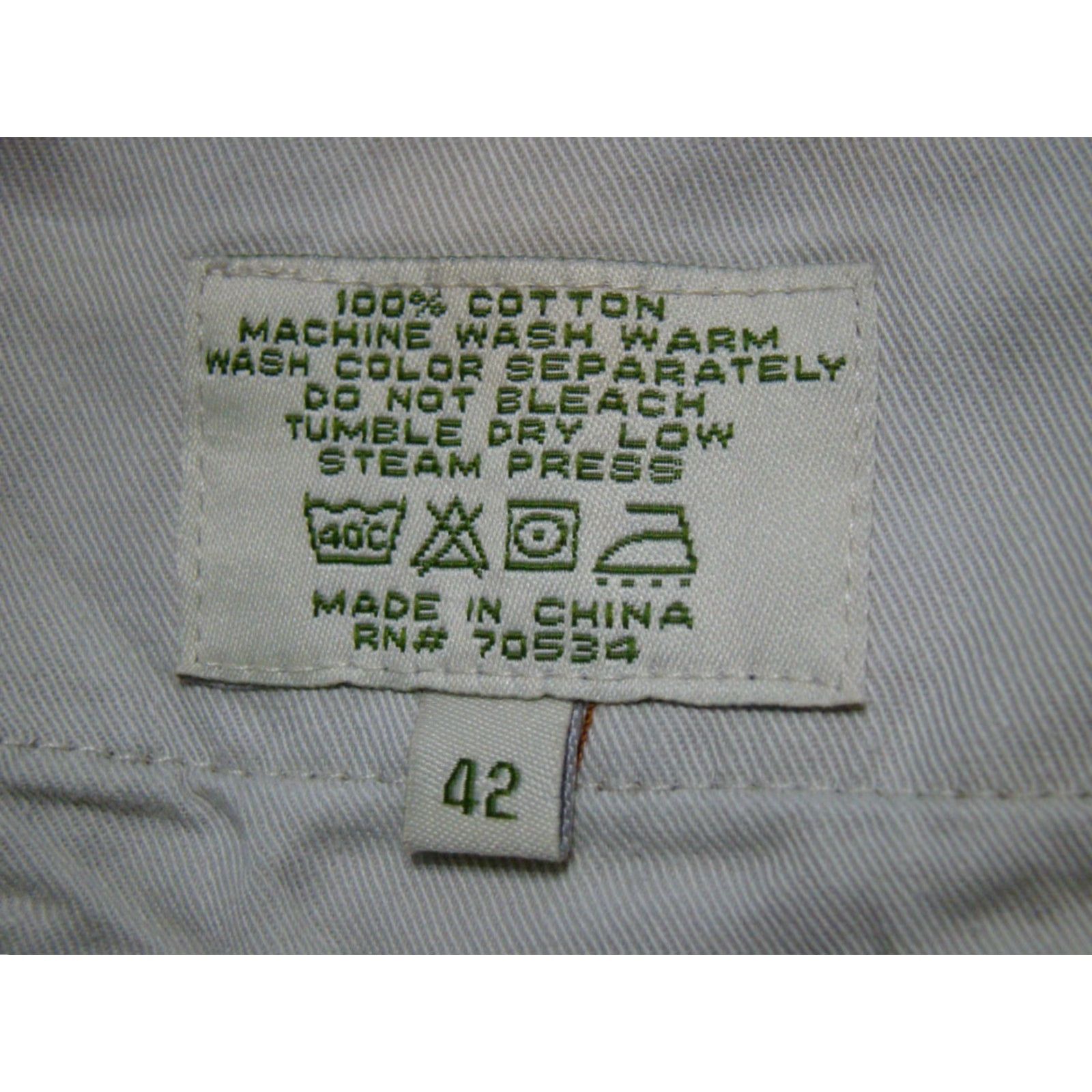 Orvis VINTAGE Orvis Mens Chino Pants Leather Trim Khaki Twill Field Hunting Fishing 42 Waist 42" Straight Leg Front Flat 33in Inseam Size US 42 / EU 58 - 6 Thumbnail