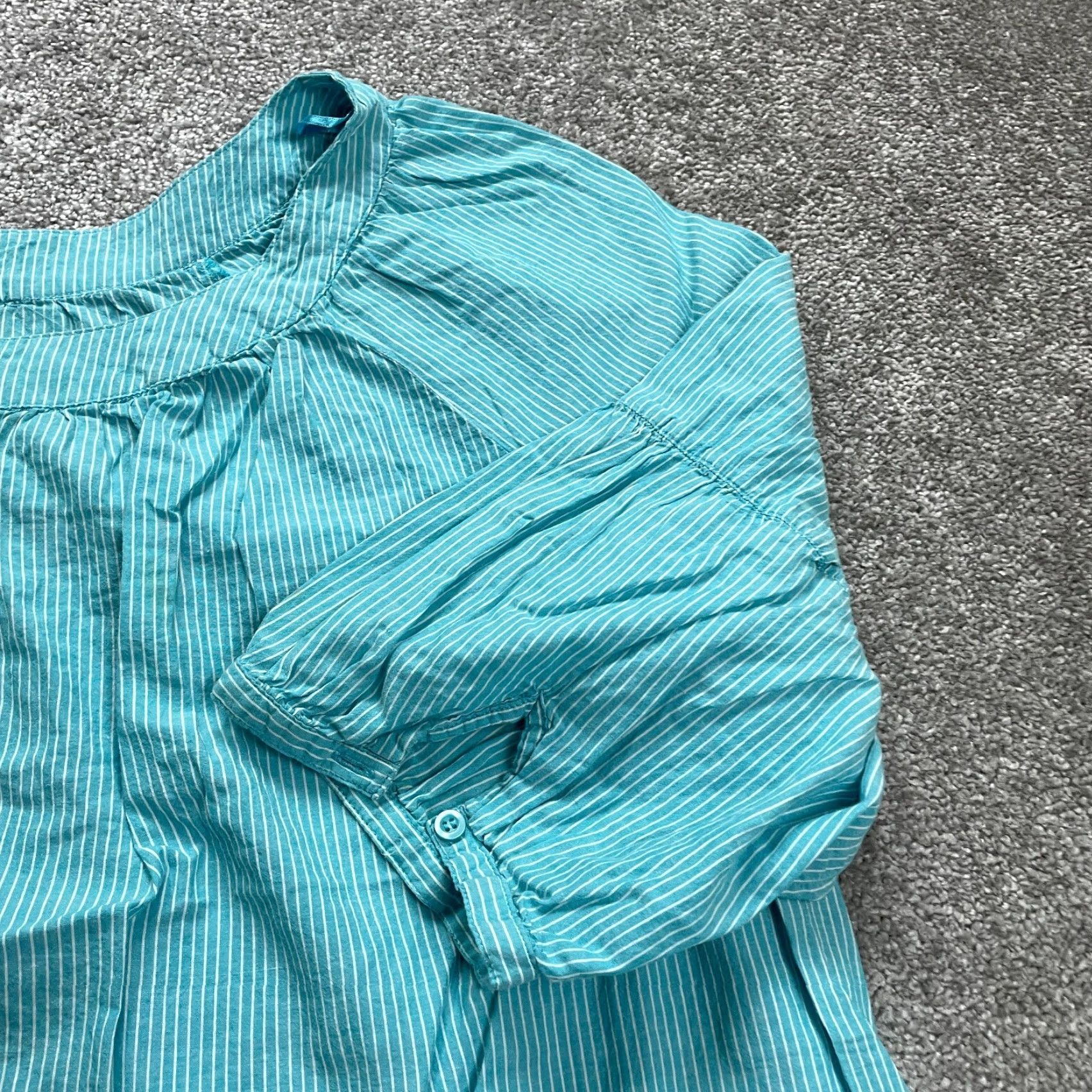 Faded Glory Faded Glory Blouse Womens 3XL Blue White Stripe Raglan Sleeve Henley Casual Size XXL / US 16-18 / IT 52-54 - 4 Thumbnail