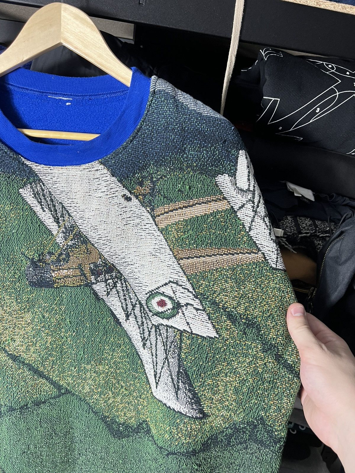 Japanese Brand Custom Handmade Vintage Aviation Tapestry Sweatshirt XL 🛩️💥 Size US XL / EU 56 / 4 - 4 Thumbnail