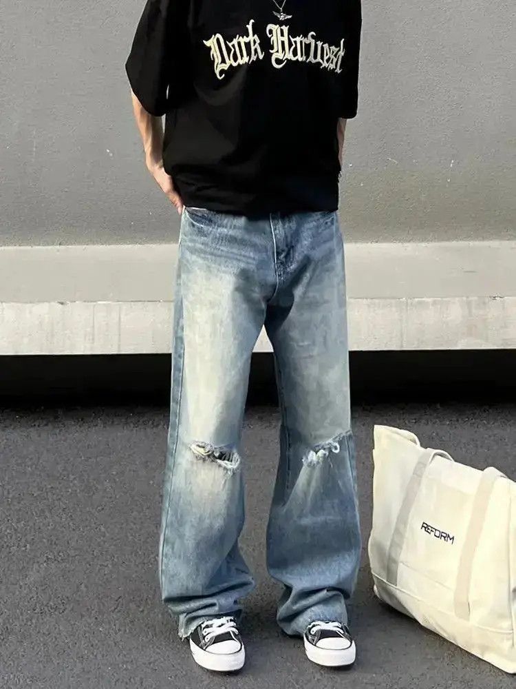 Japanese Brand Straight and loose ripped jeans Size US 32 / EU 48 - 4 Thumbnail