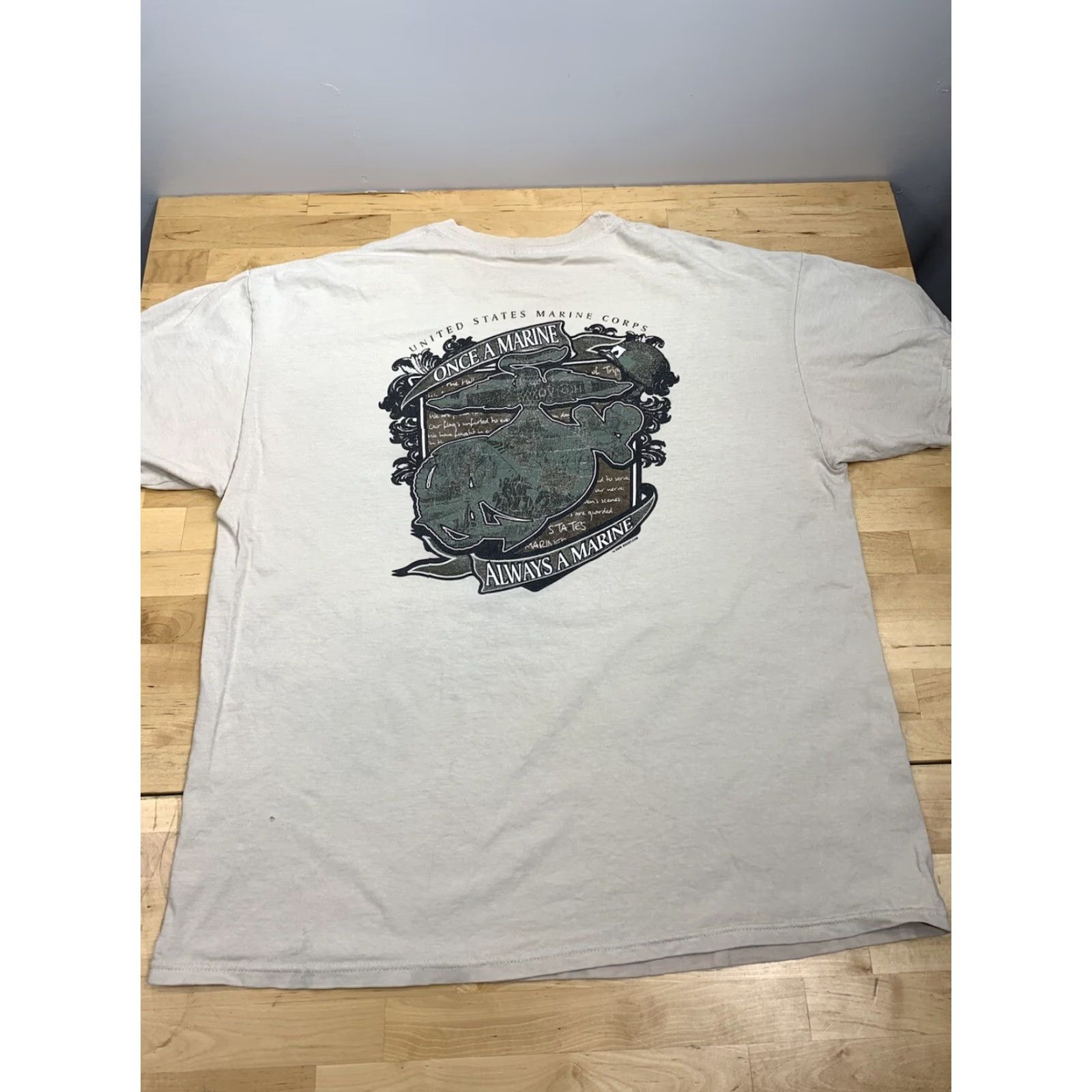 Hanes Hanes Beefy Graphic Tee Once a Marine Always a Marine Size XL Short Sleeve Beige Mens T-Shirt 2131 Size US 36 / EU 52 - 3 Thumbnail