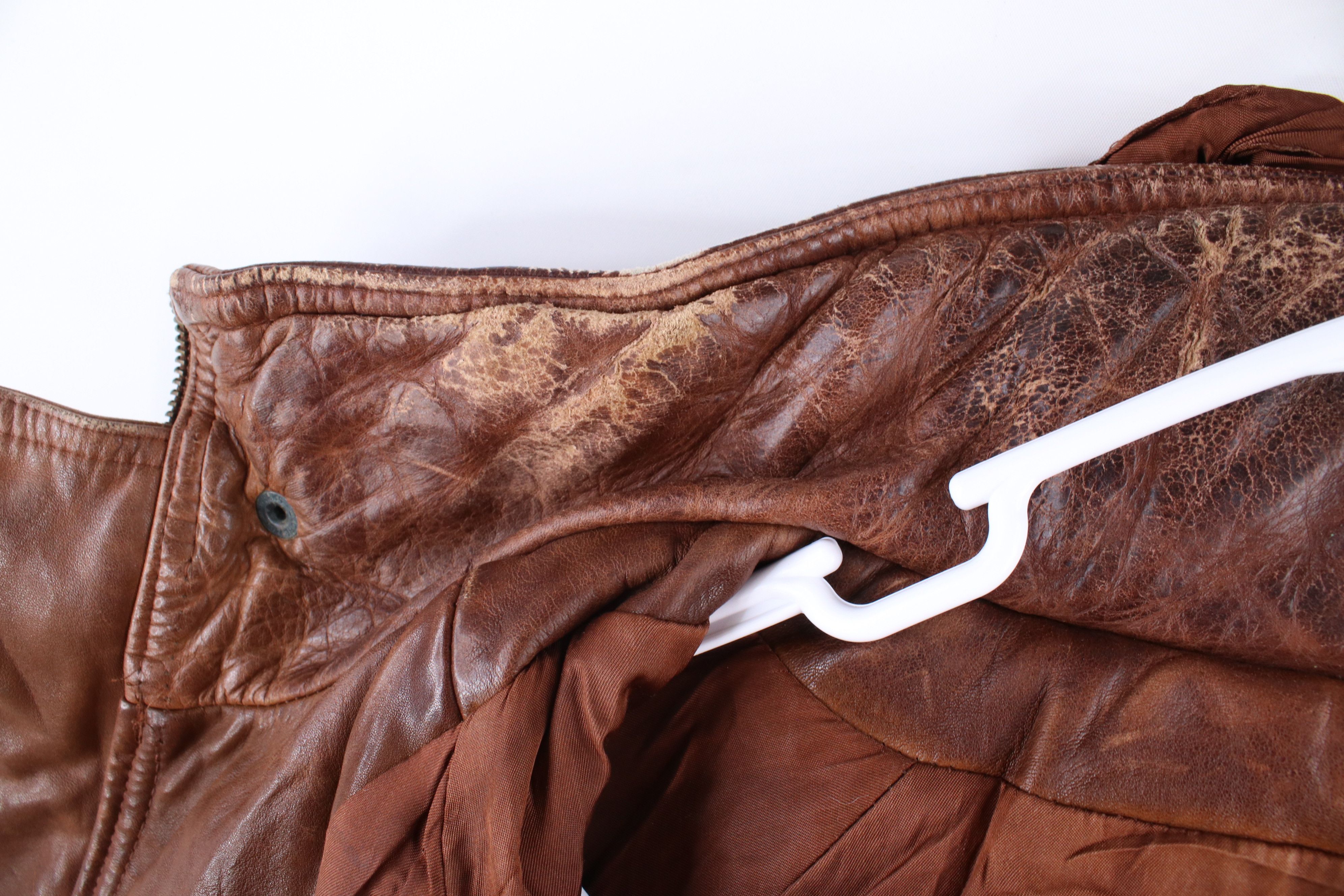 Vintage Vintage 90s Streetwear Hooded Leather Bomber Jacket Brown Size US XL / EU 56 / 4 - 13 Thumbnail