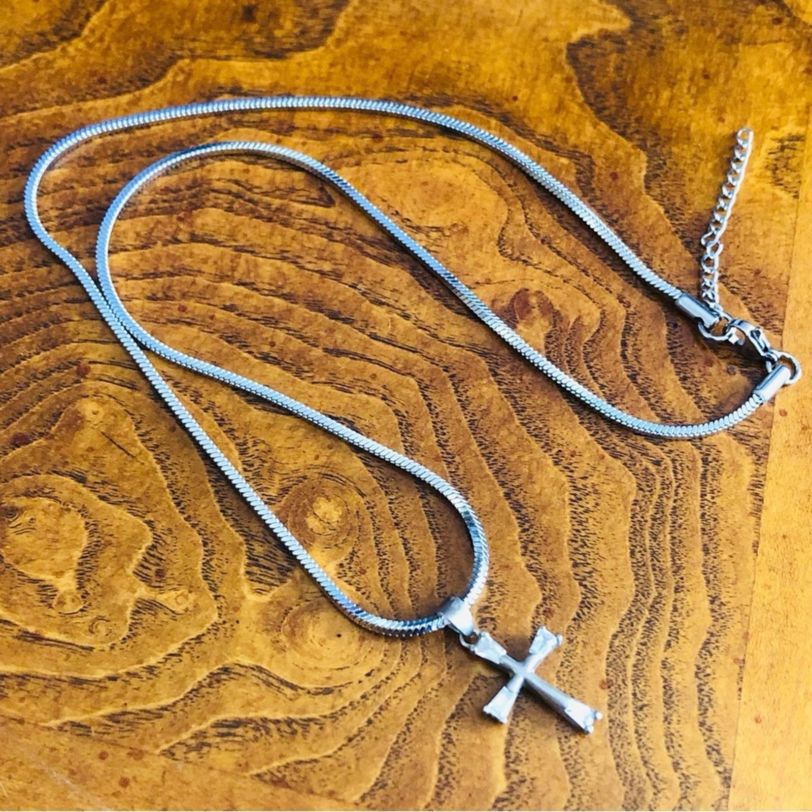 Vintage Vintage tapered baguette cubic zirconia 925 cross on chain Size ONE SIZE - 10 Thumbnail