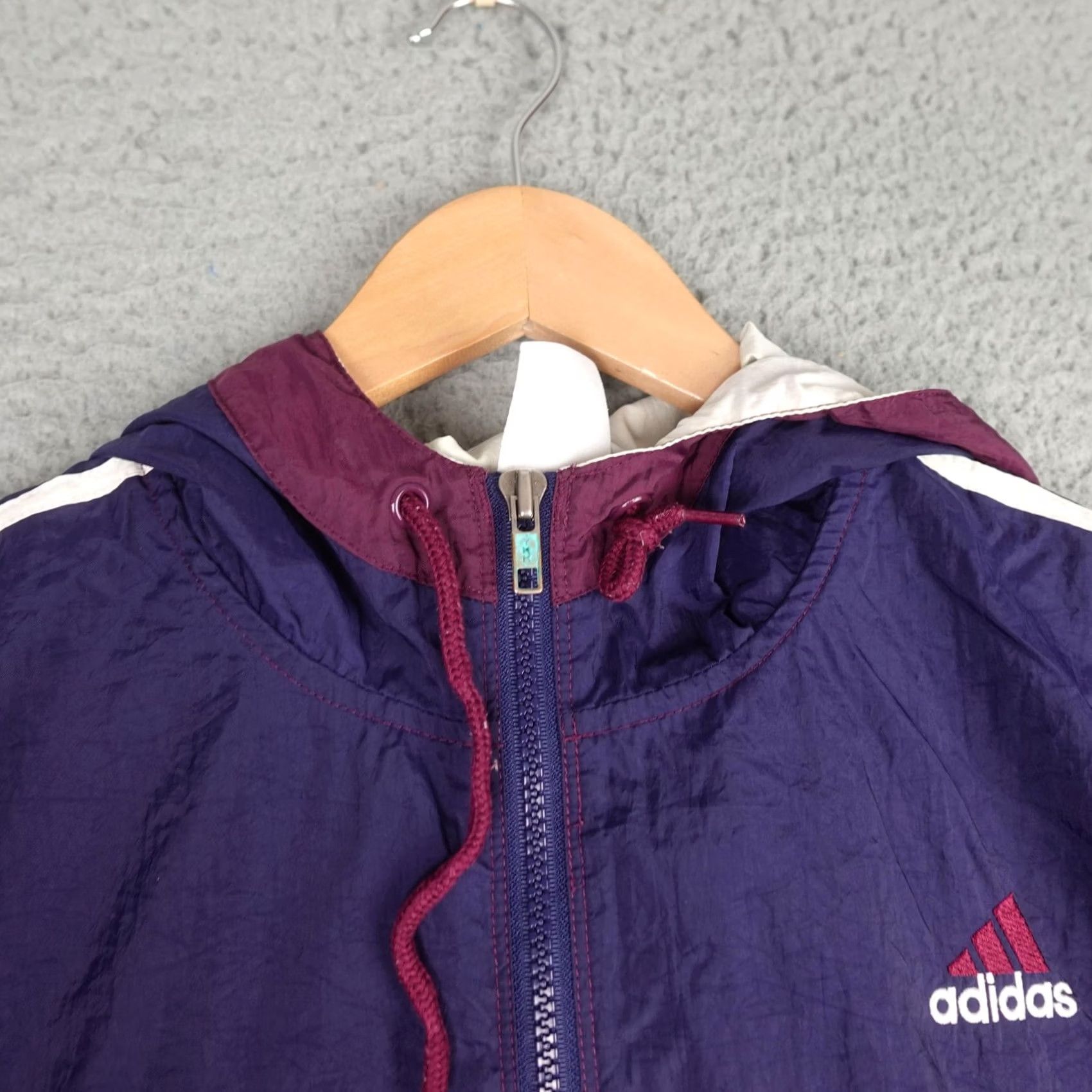 Adidas VINTAGE Adidas Windbreaker Jacket Mens Large Purple Red Pullover Half Zip Track Size US L / EU 52-54 / 3 - 5 Thumbnail