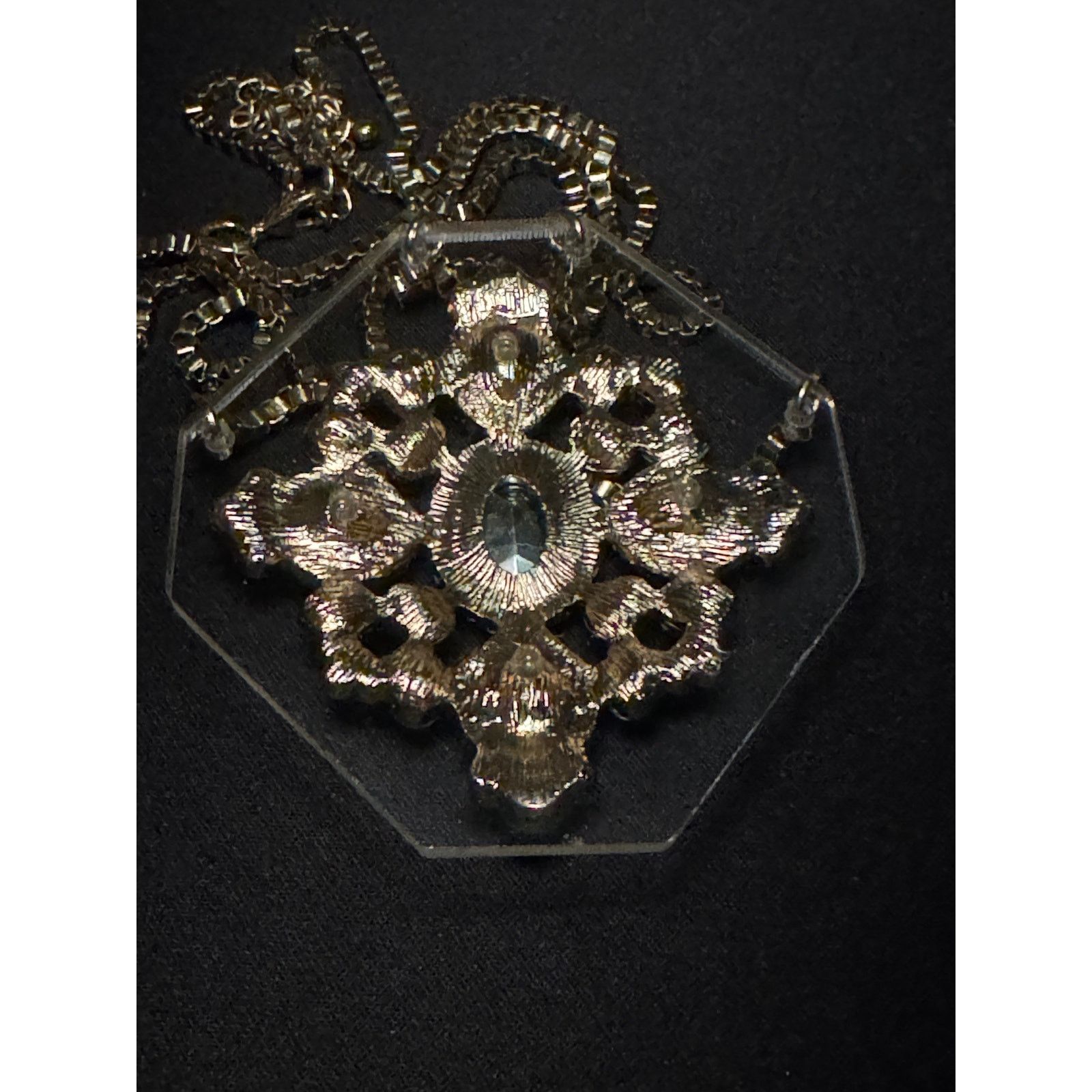 Other Vintage Rhinestones on Lucite Plate 20in Necklace Box Chain Size ONE SIZE - 6 Thumbnail