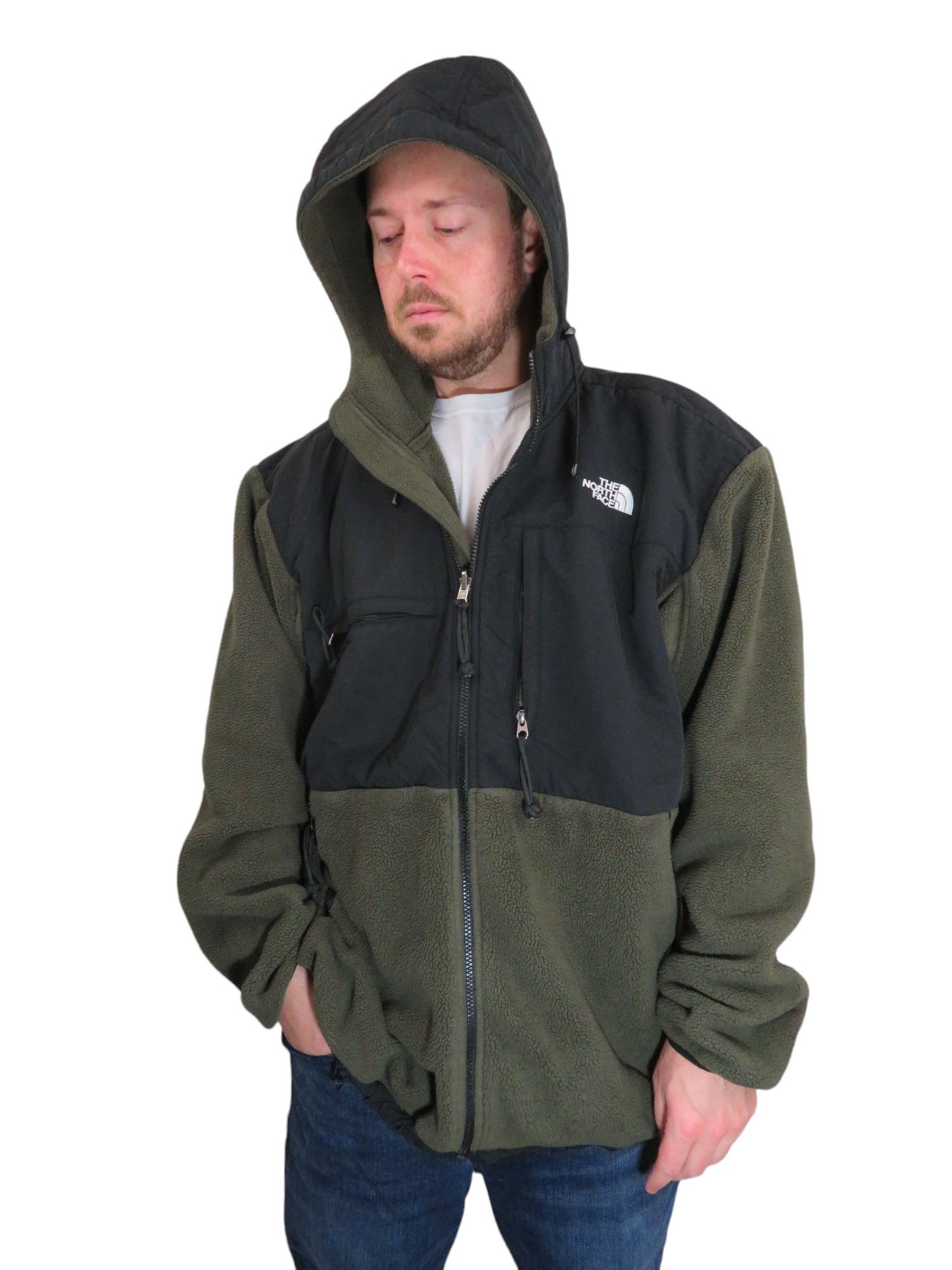 image of Arcteryx x Patagonia 90's Y2K The North Face Hooded Denali Polartec Fleece Jacket in Green (Size 2X