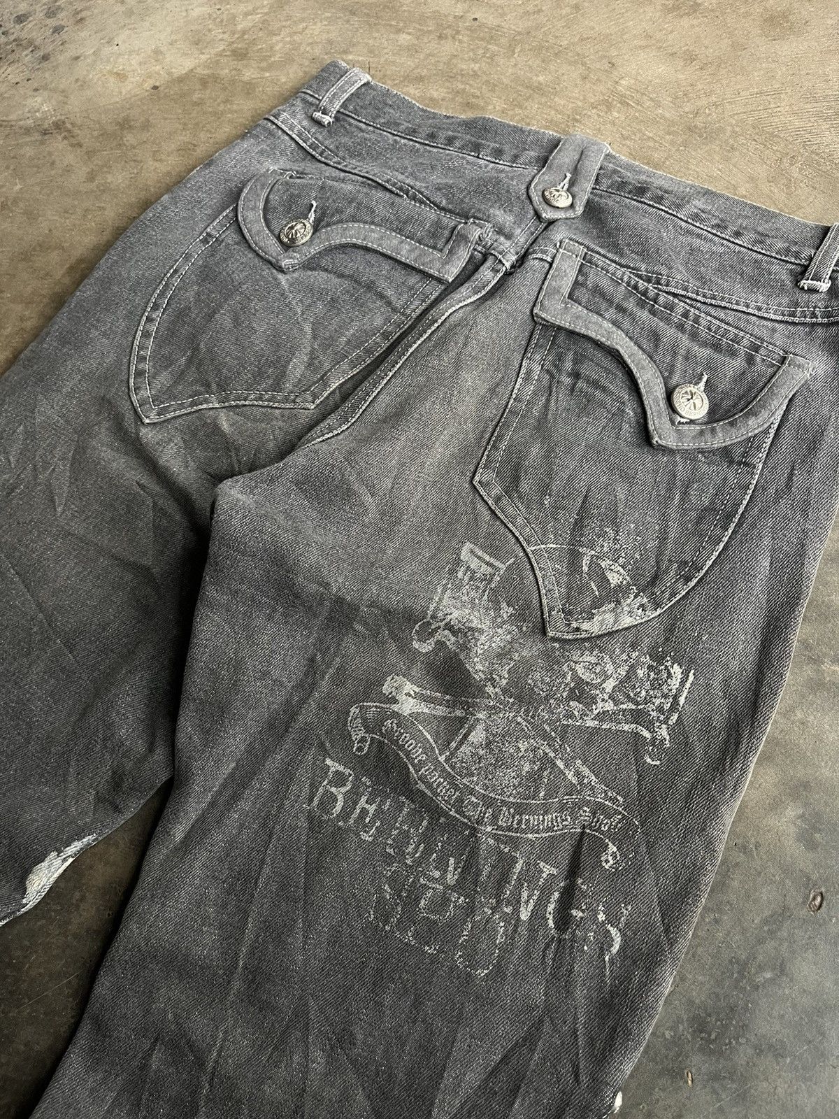 Tornado Mart Bernings Sho Flare Gothic Poem Boot Cut Wash Denim Pants Size US 30 / EU 46 - 8 Thumbnail