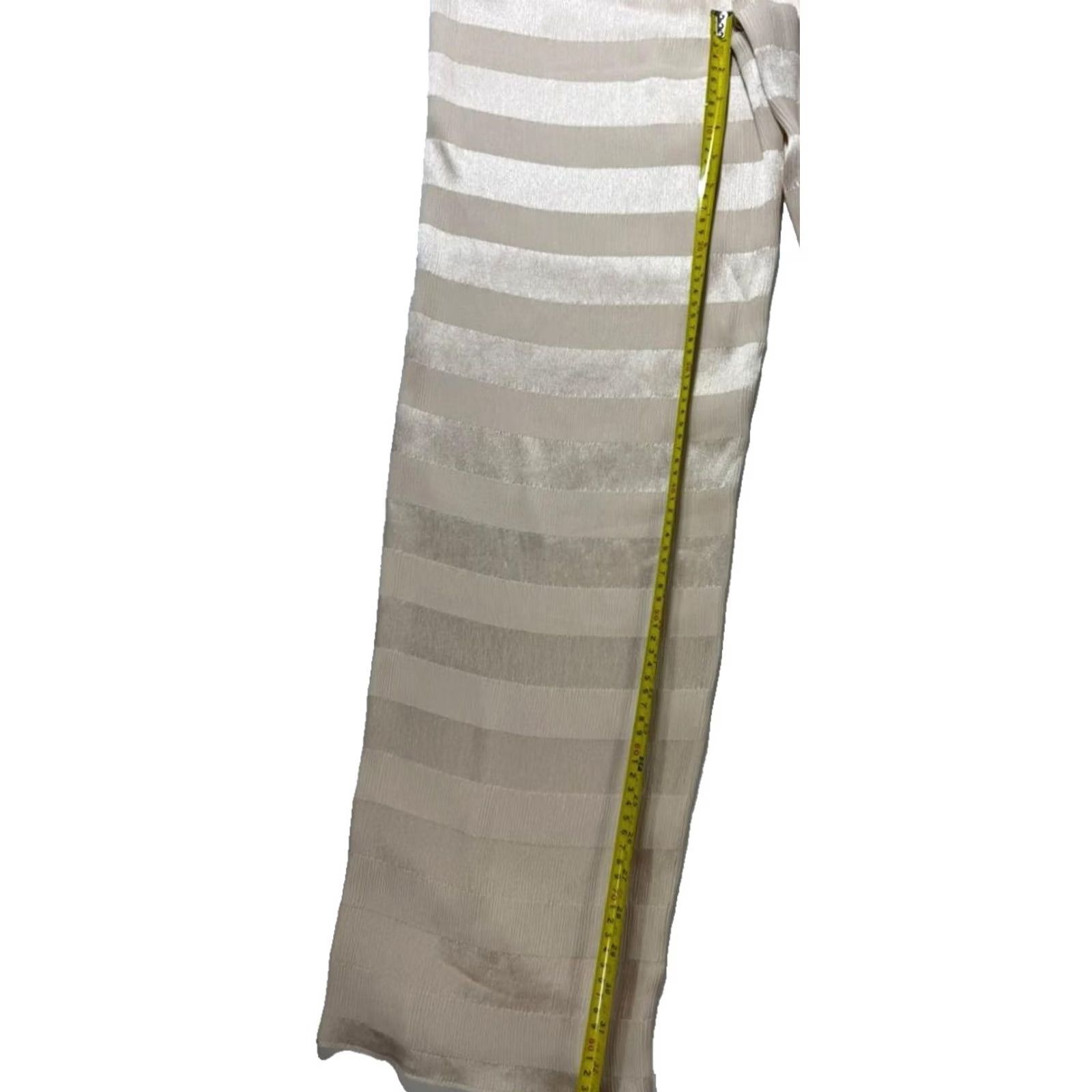 Armani Armani Women Beig​e Striped Wide-Leg Pants 42 Elastic Waist - Satin Front Flat 30 in Inseam Size 28" / US 6 / IT 42 - 4 Thumbnail