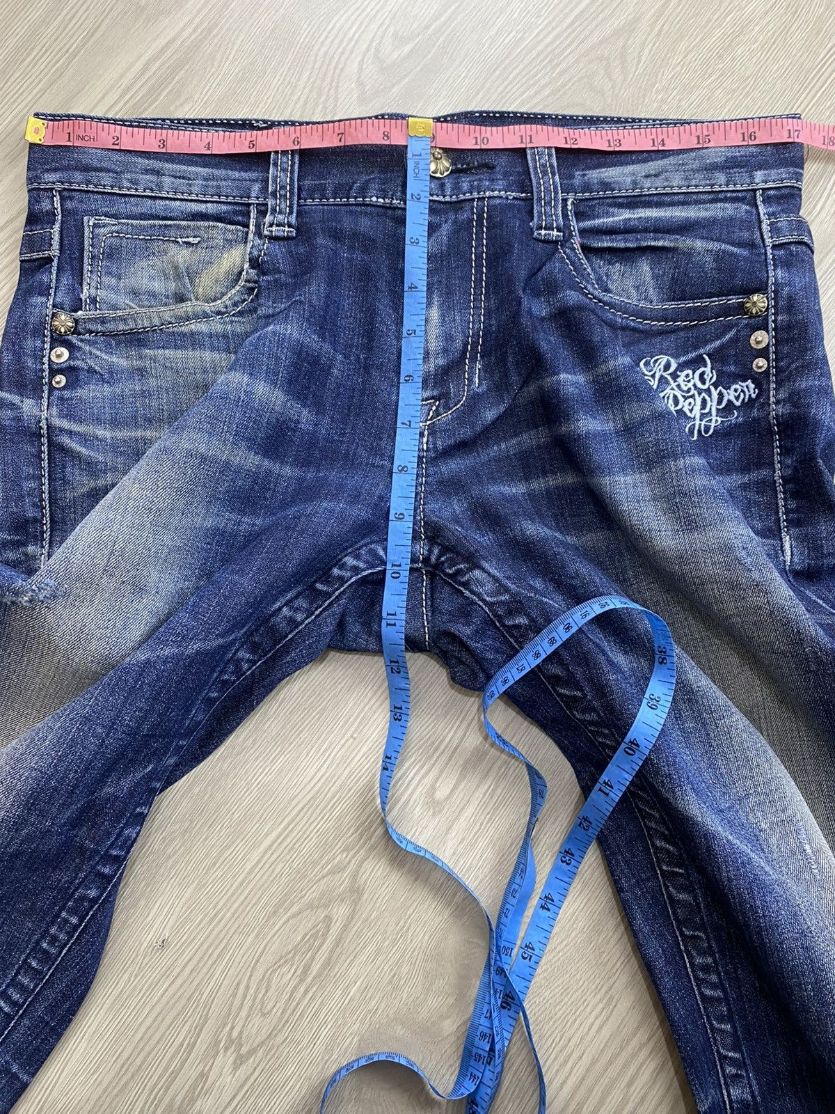 2000s Redpepper Embroidery Studded Punk Faded Jeans LGB