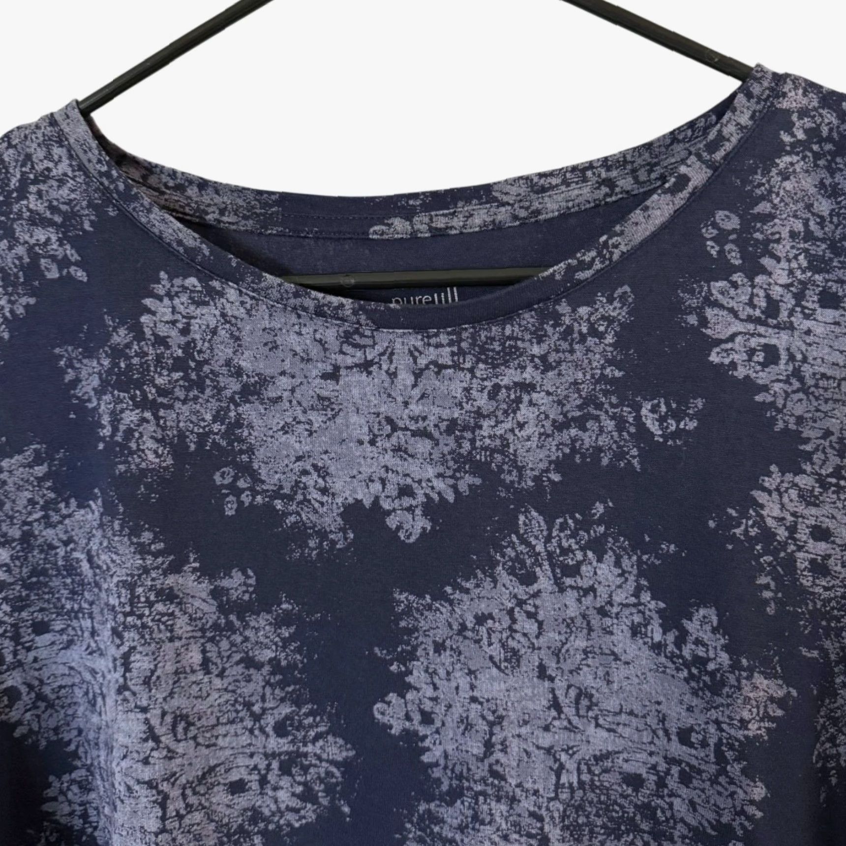 Vintage Pure Jill Tunic Shirt Blue Women's M Round-Neck L/S Bohemian City Classic Floral Pattern Size M / US 6-8 / IT 42-44 - 5 Thumbnail