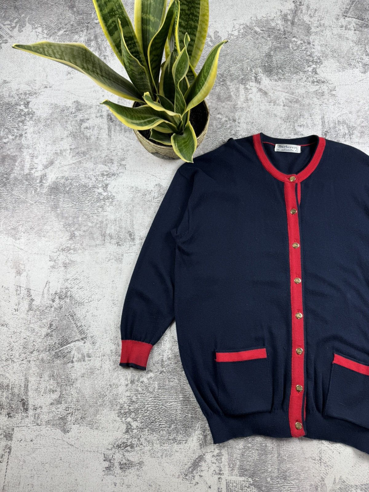 Burberry Burberrys 42 Blue Knited Cardigan Pocket Sweater Pullover Size US XL / EU 56 / 4 - 2 Thumbnail