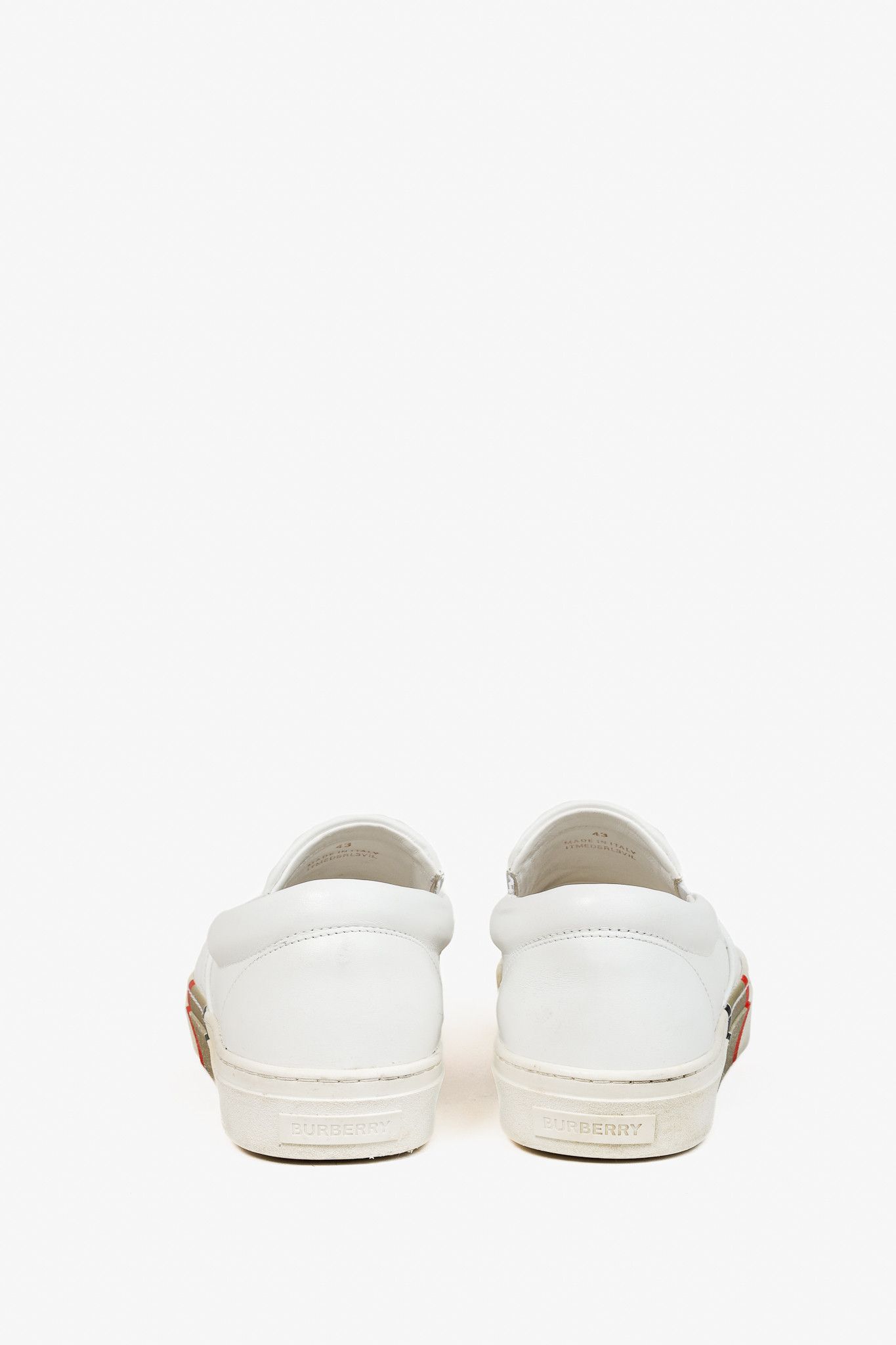 Burberry Burberry Men's Thompson White Leather Slip On Shoes Size US 10 / EU 43 - 3 Thumbnail