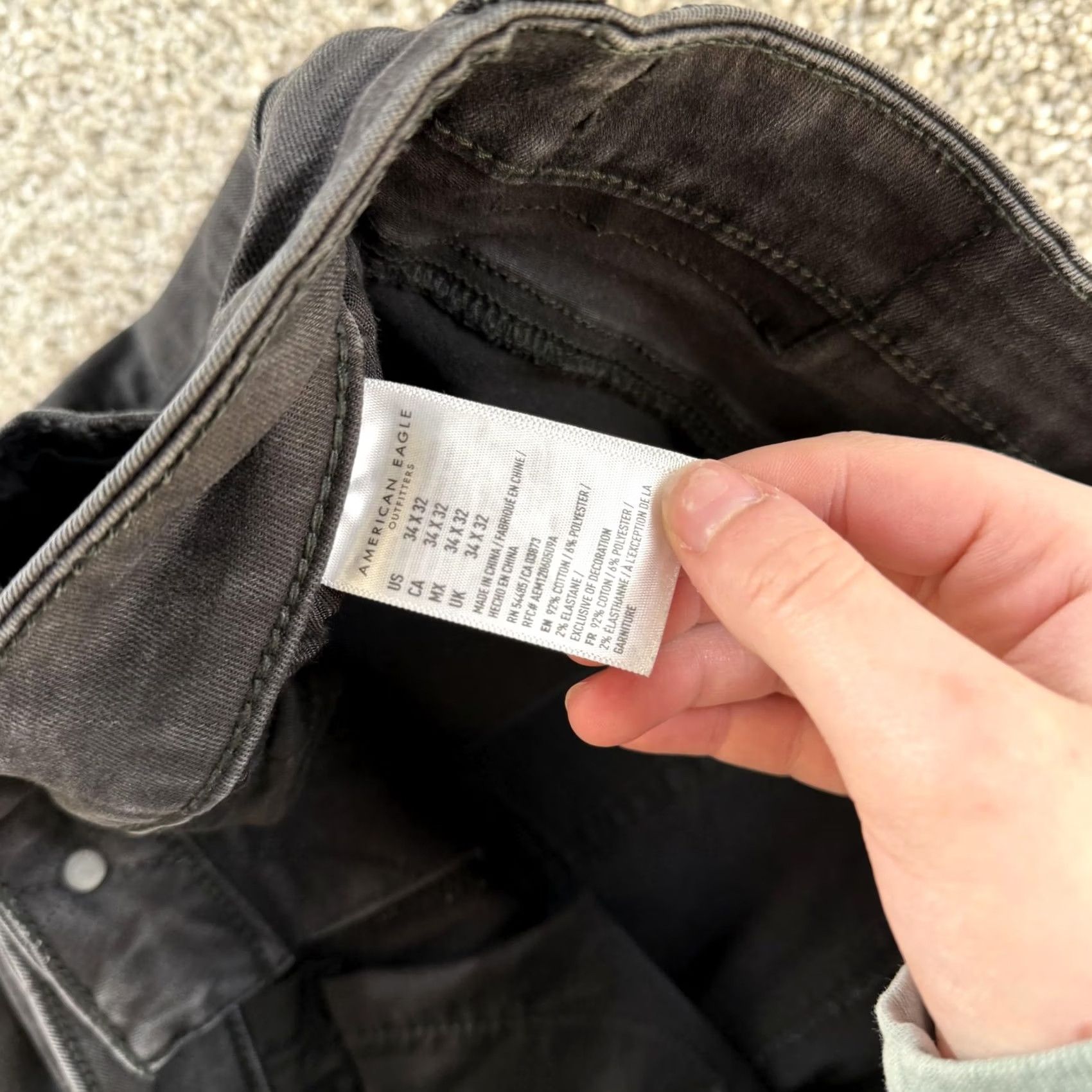 Vintage American Eagle Jeans Mens 34x32 Charcoal Black Denim Slim Tapered Distressed Size US 34 / EU 50 - 4 Thumbnail