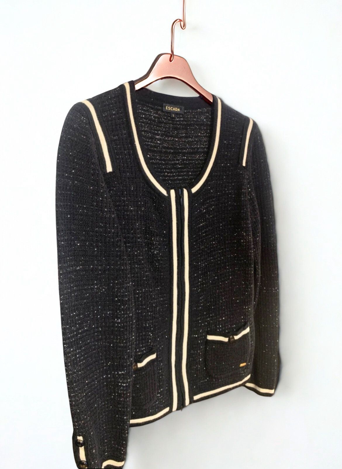Escada ESCADA Cotton Bouclé Knit Jacket – Size S Size S / US 4 / IT 40 - 2 Thumbnail