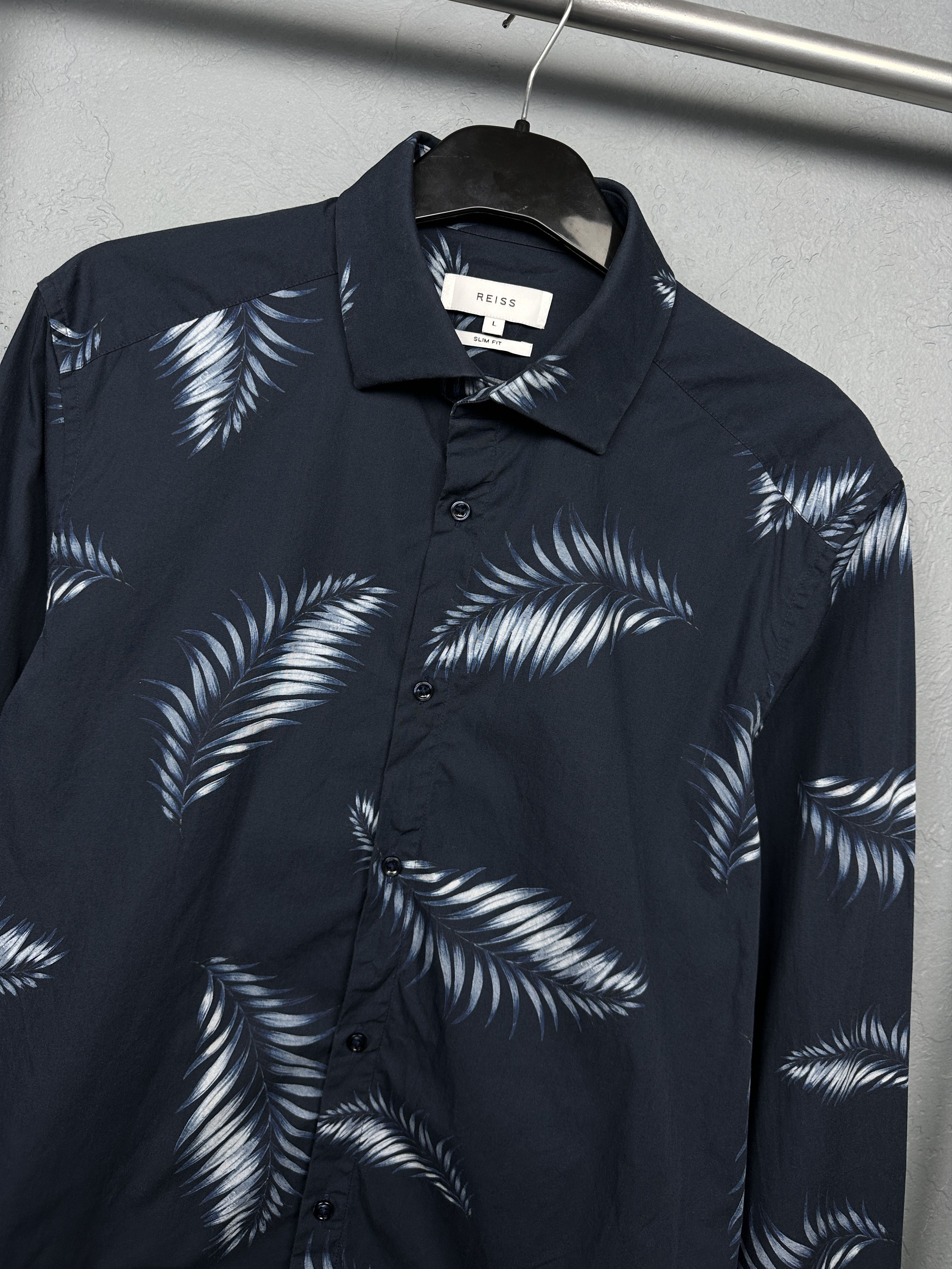 Reiss Reiss Mens Long Sleeve Floral Print Shirt Slim Fit Size US L / EU 52-54 / 3 - 2 Thumbnail