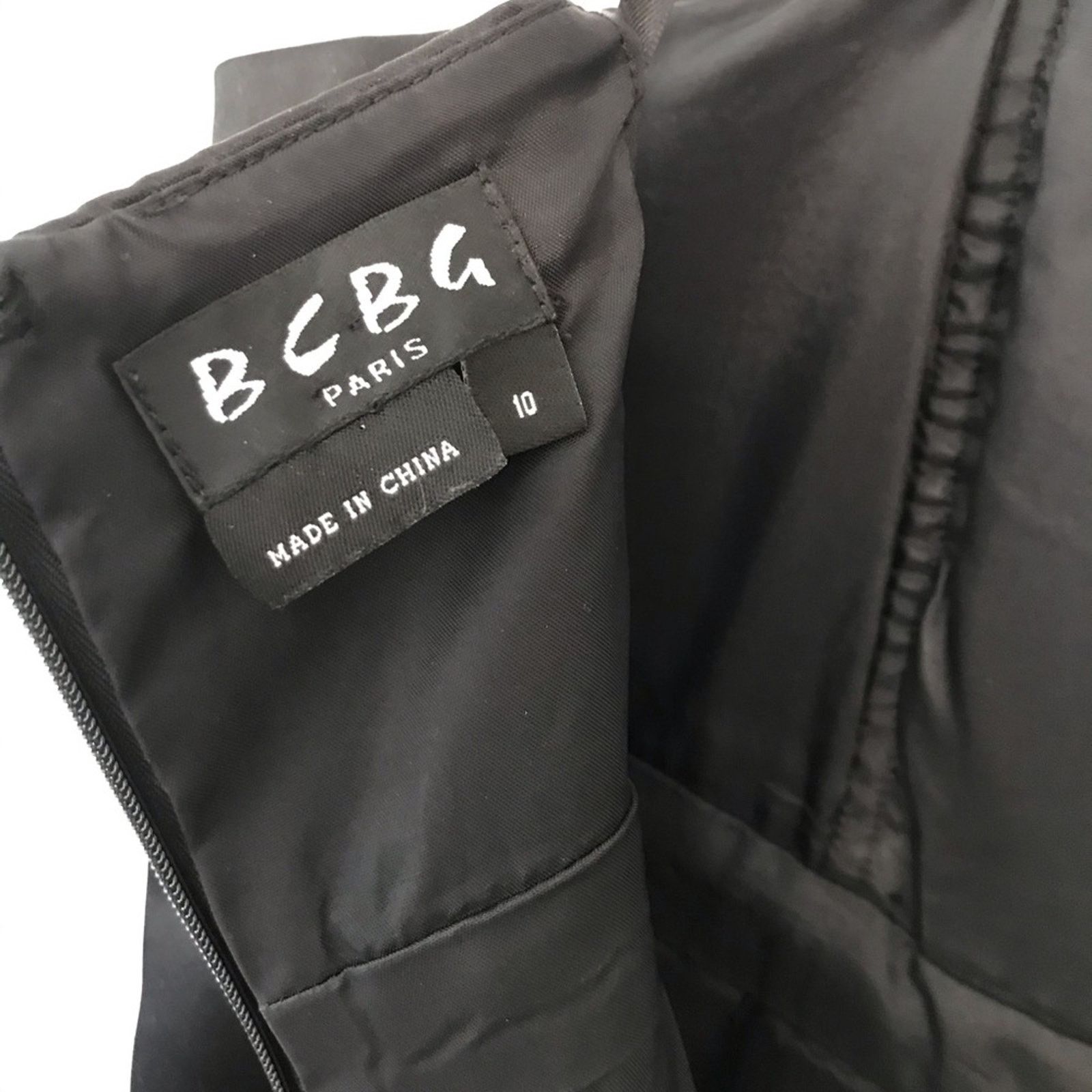 Bcbgmaxazria BCBG Paris black satin cocktail dress Size 10 Size L / US 10 / IT 46 - 8 Thumbnail
