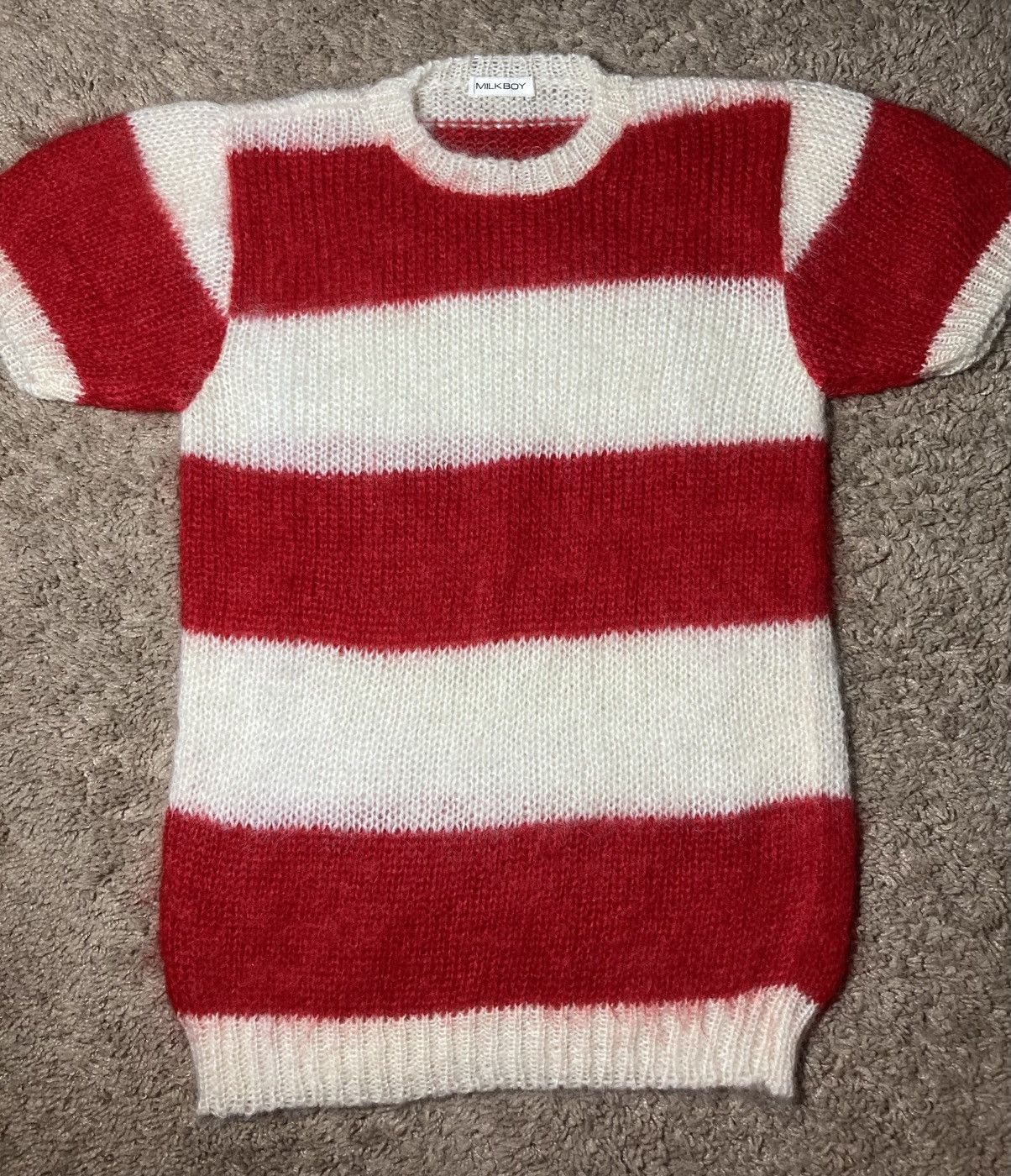 AW94 Milkboy Mohair Striped Short Sleeve Knit Punk Sex 90s
