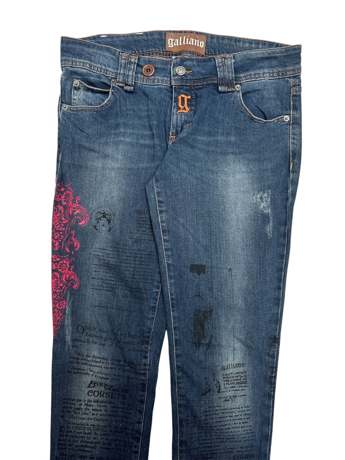 John Galliano Gazette Newspaper Denim Jeans Size US 28 / EU 44 - 2 Thumbnail