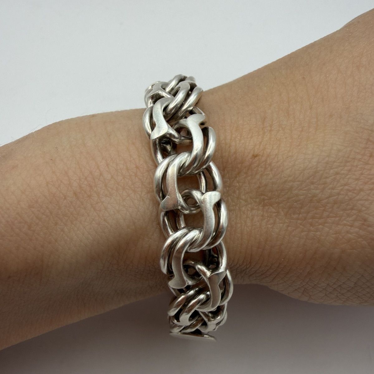 Sterling Silver Vintage Sterling Silver 925 Chain Bismarck Bracelet 35g Size ONE SIZE - 10 Thumbnail