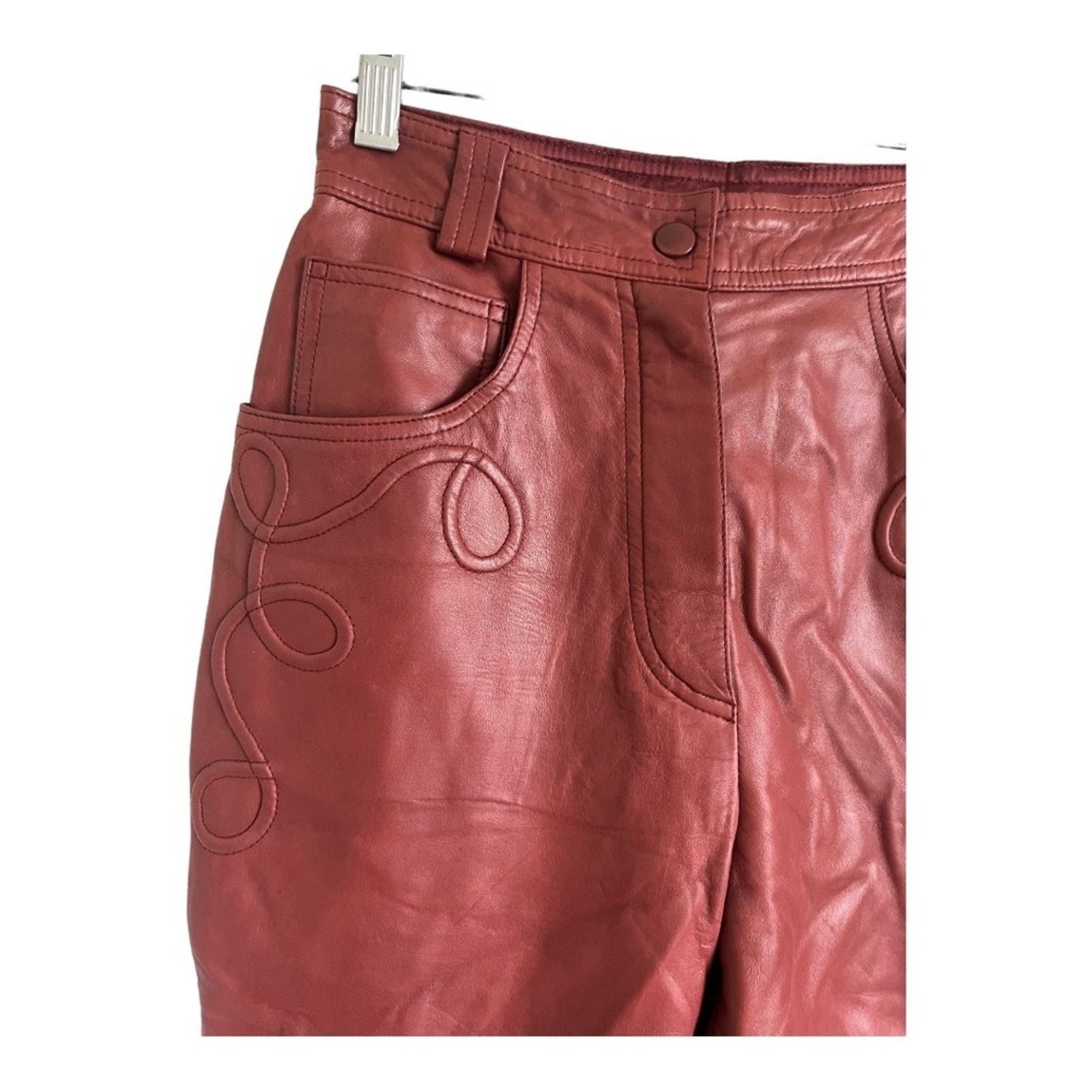Escada 90s Escada 90s Brown Leather High Waisted Pant Size 34(US S) Size 25" / US 0 / IT 36 - 5 Thumbnail