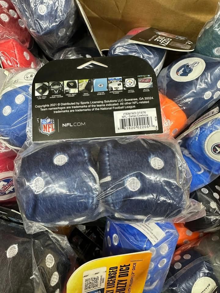 Designer Dallas Cowboys Fuzzy Dice New Size ONE SIZE - 3 Thumbnail
