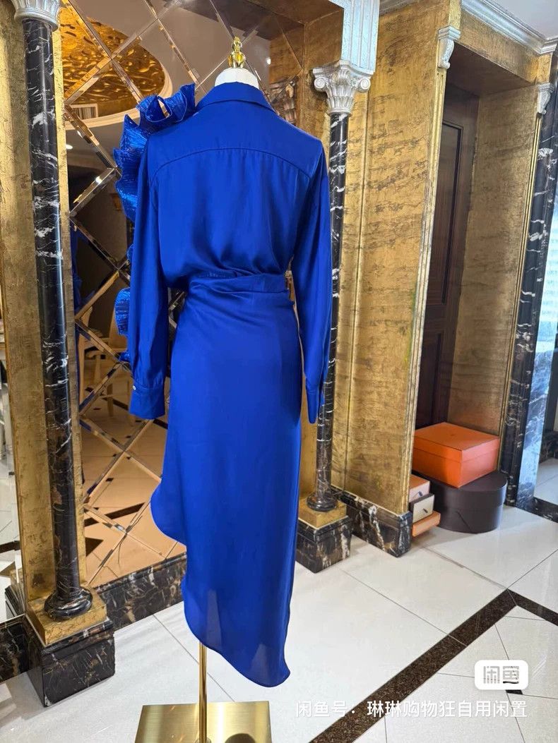 Versace Versace Sapphire Blue Deep Evil V Asymmetrical Dress Size M / US 6-8 / IT 42-44 - 7 Thumbnail