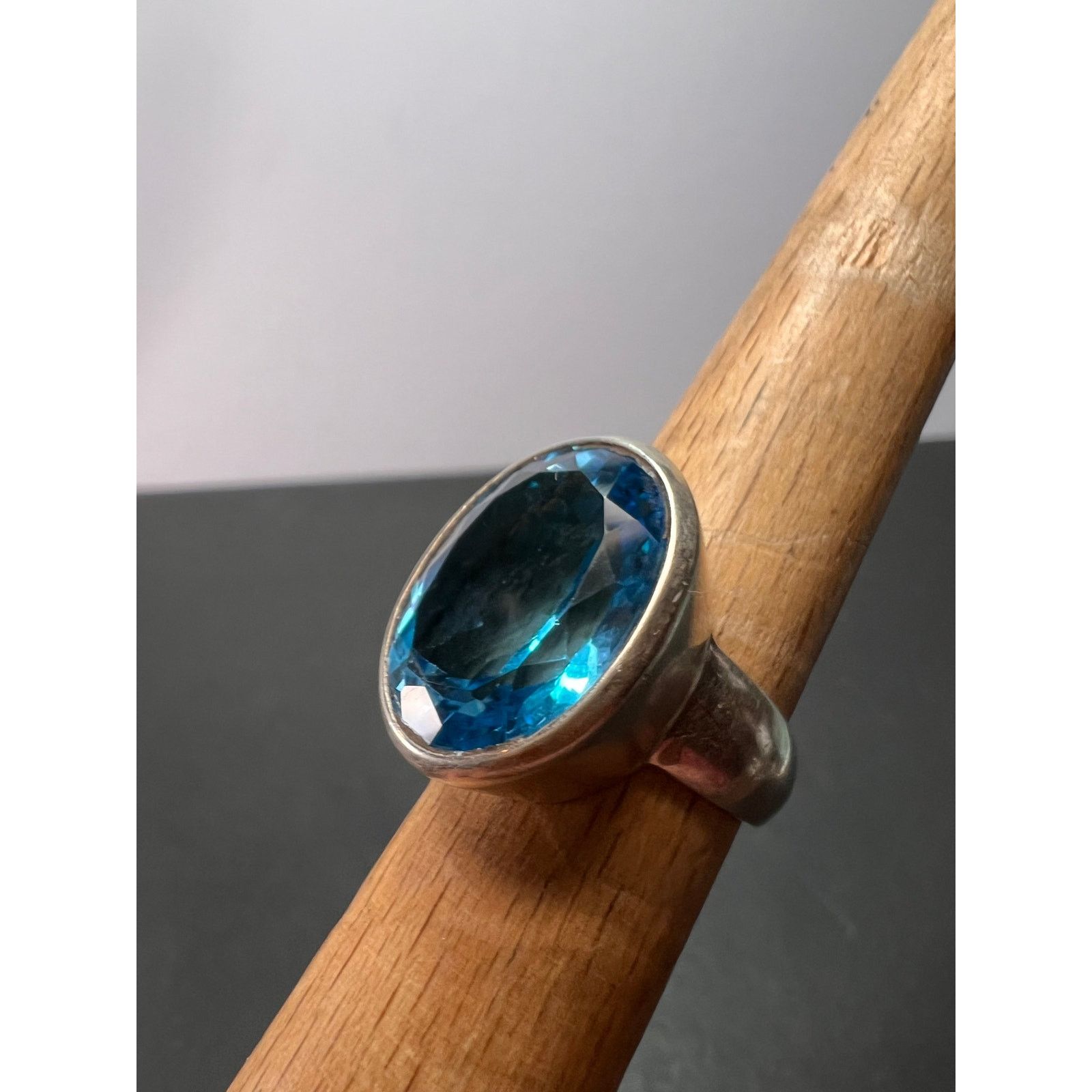 Other NEW Blue topaz sterling silver ring size 7.5 / 12.43 grams Size ONE SIZE - 8 Thumbnail