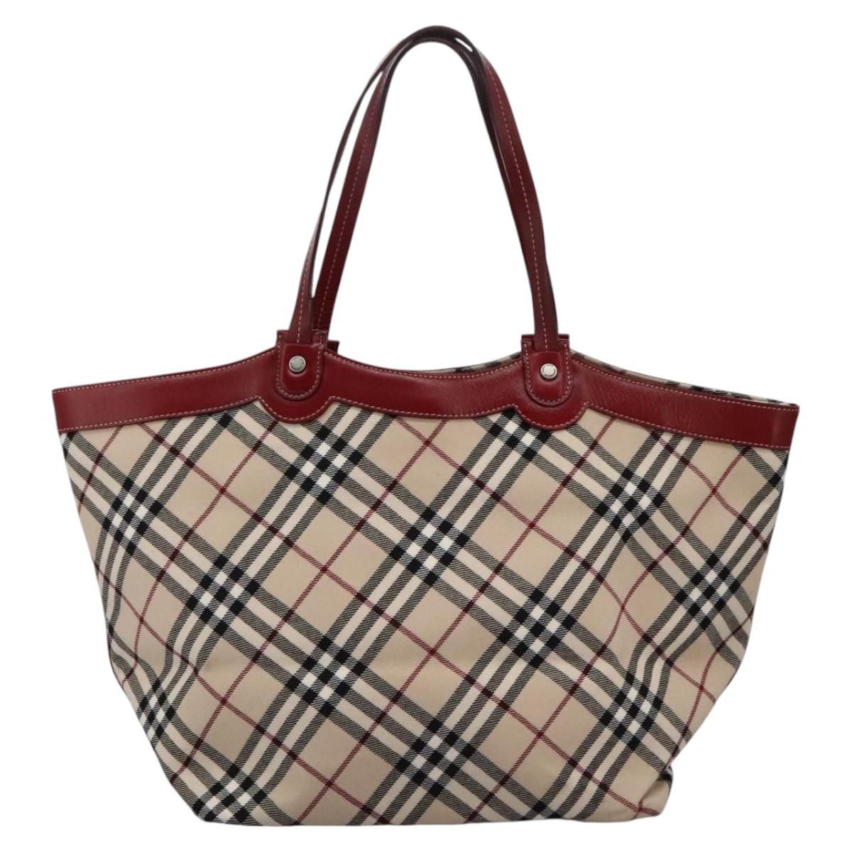 Burberry Nova Check Beige Canvas Tote Bag (Pre-Owned), Women's
