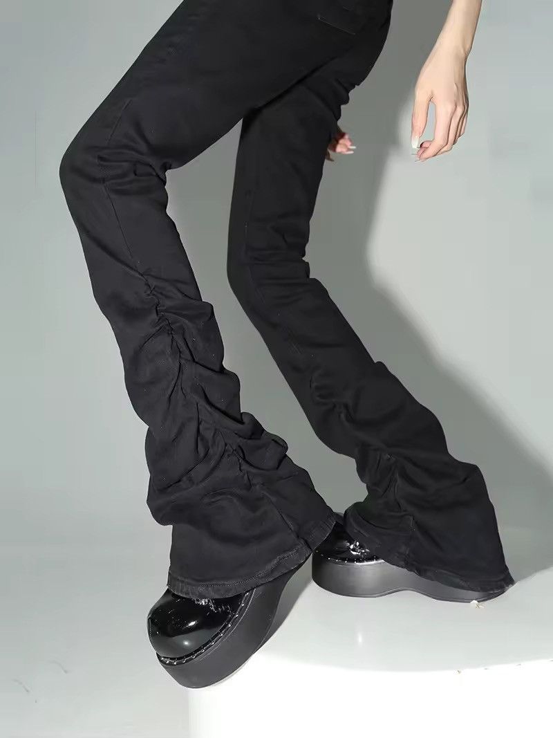 Jean Black Ruched Flare Stretch Bootcut Jeans Size 26" / US 2 / IT 38 - 1 Thumbnail