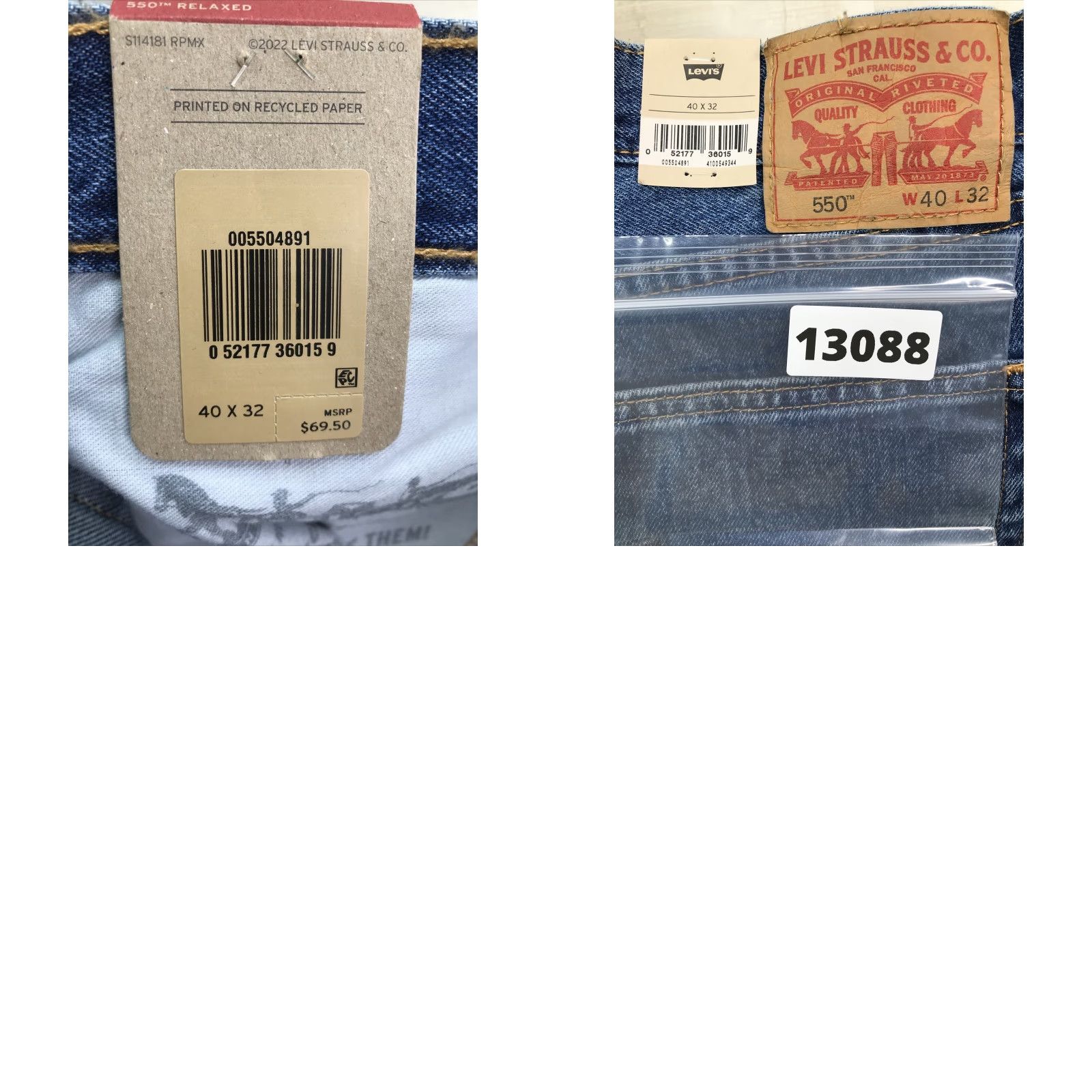 Levi's Levi's 550 Relaxed Straight Leg Jeans Mens 40x32 Blue Denim Cotton Blend Zip Closure Regular Inseam 32 Mens Straight Jeans Size US 40 / EU 56 - 9 Thumbnail
