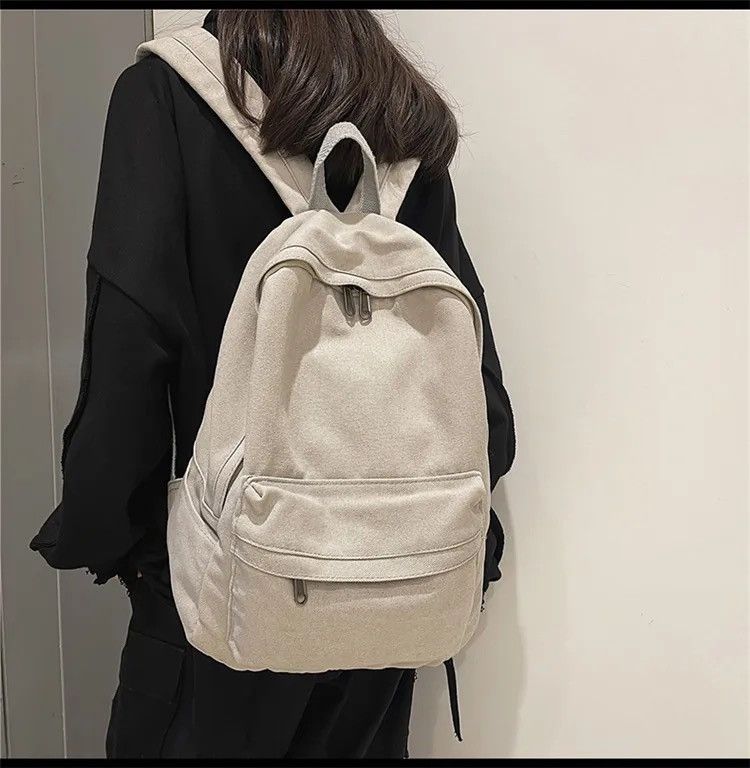 Japanese Brand Grey Canvas Backpack Size ONE SIZE - 1 Thumbnail
