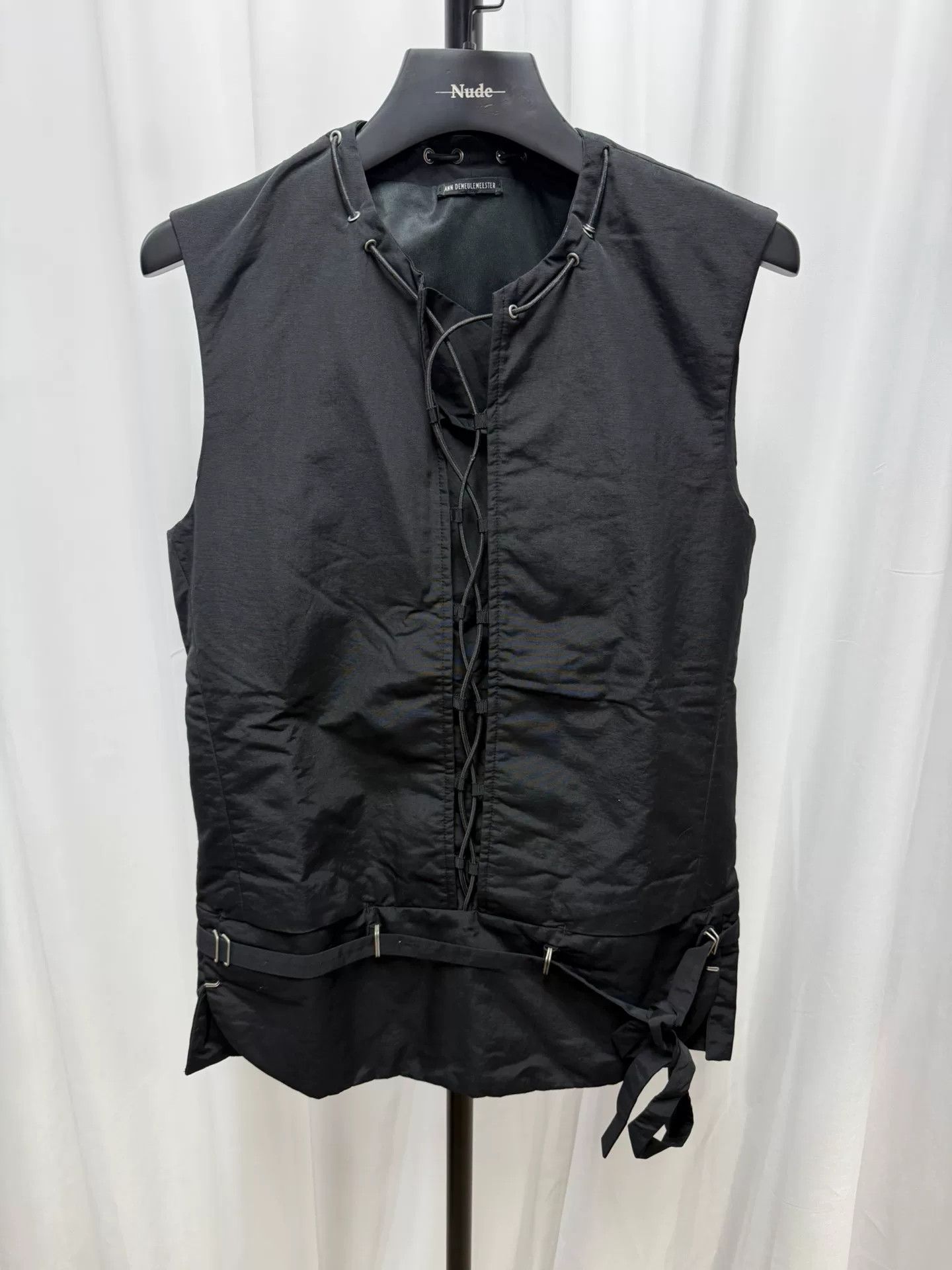 ann demeulemeester sleeveless black vest jacket