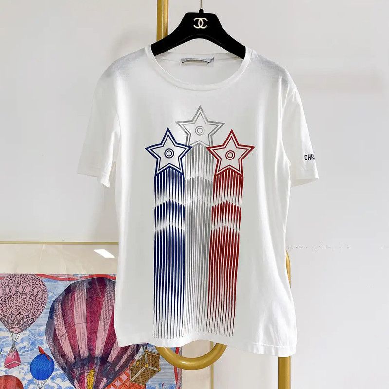 Dior Dior Summer White Cotton Printed T-Shirt 0089 Size S / US 4 / IT 40 - 1 Thumbnail