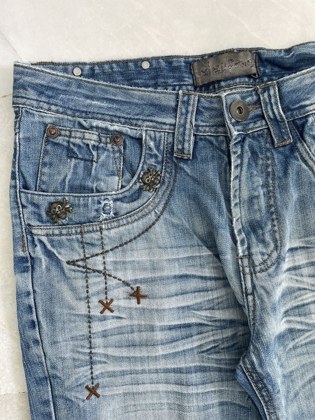 Vintage Skull Japanese Brand Distressed Jeans