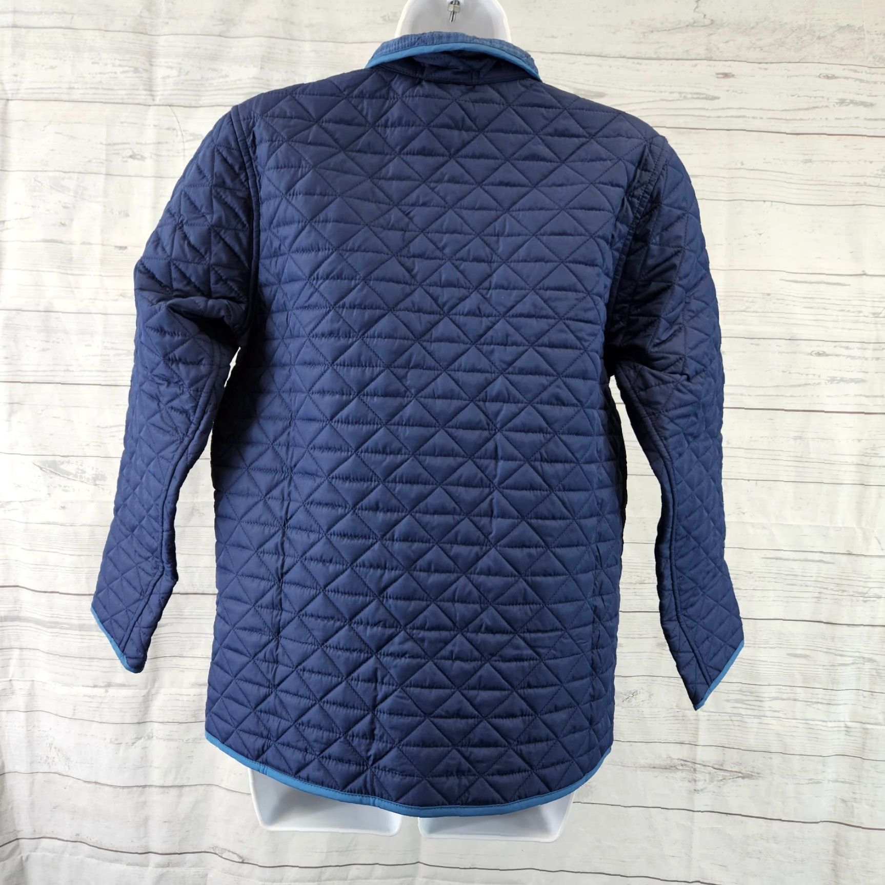Lands' End VINTAGE Lands End Womens Quilted Reversible Jacket Sz Small Blue Snap Buttons Size S / US 4 / IT 40 - 4 Thumbnail