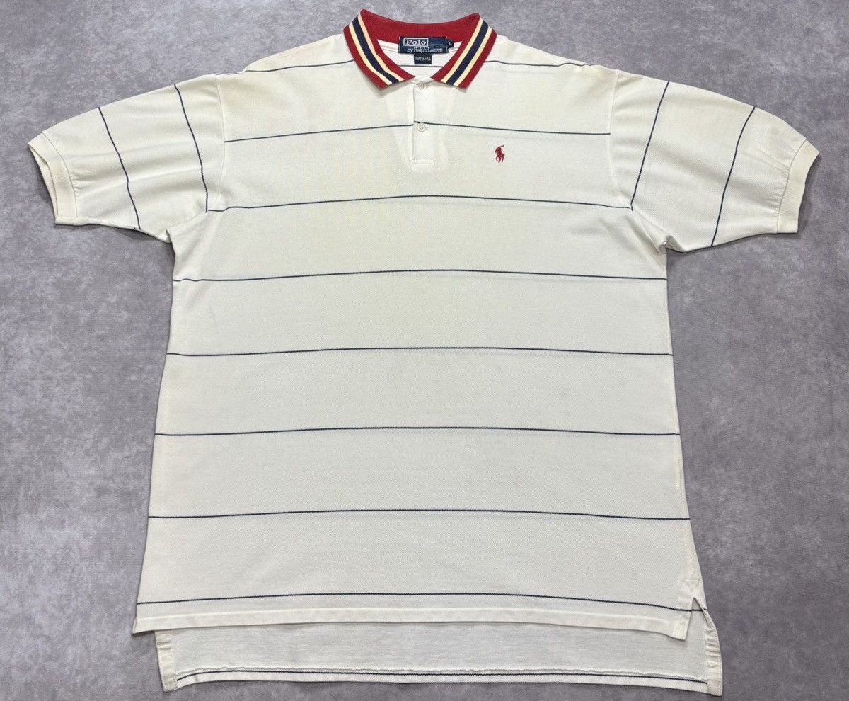 Polo Ralph Lauren 90’s Vintage Polo Ralph Lauren Red Striped Polo Shirt Size US L / EU 52-54 / 3 - 1 Thumbnail