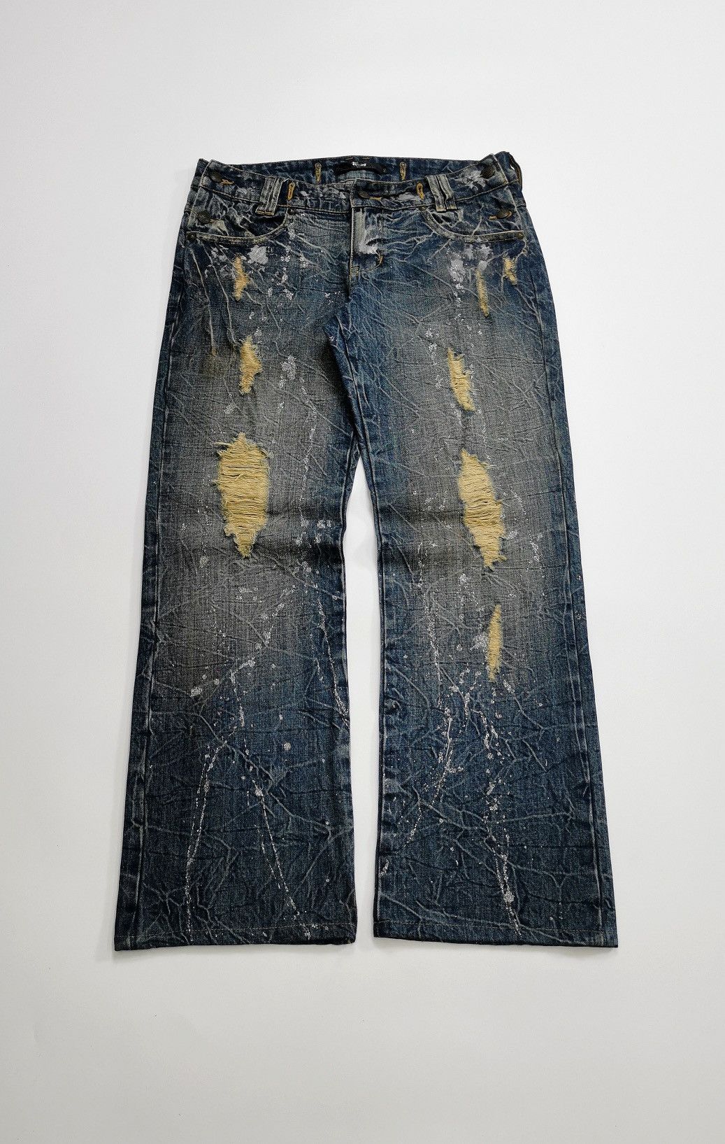 Tornado Mart Midas Japan Silver Paint Distressed Denim Jeans Size US 32 / EU 48 - 1 Thumbnail