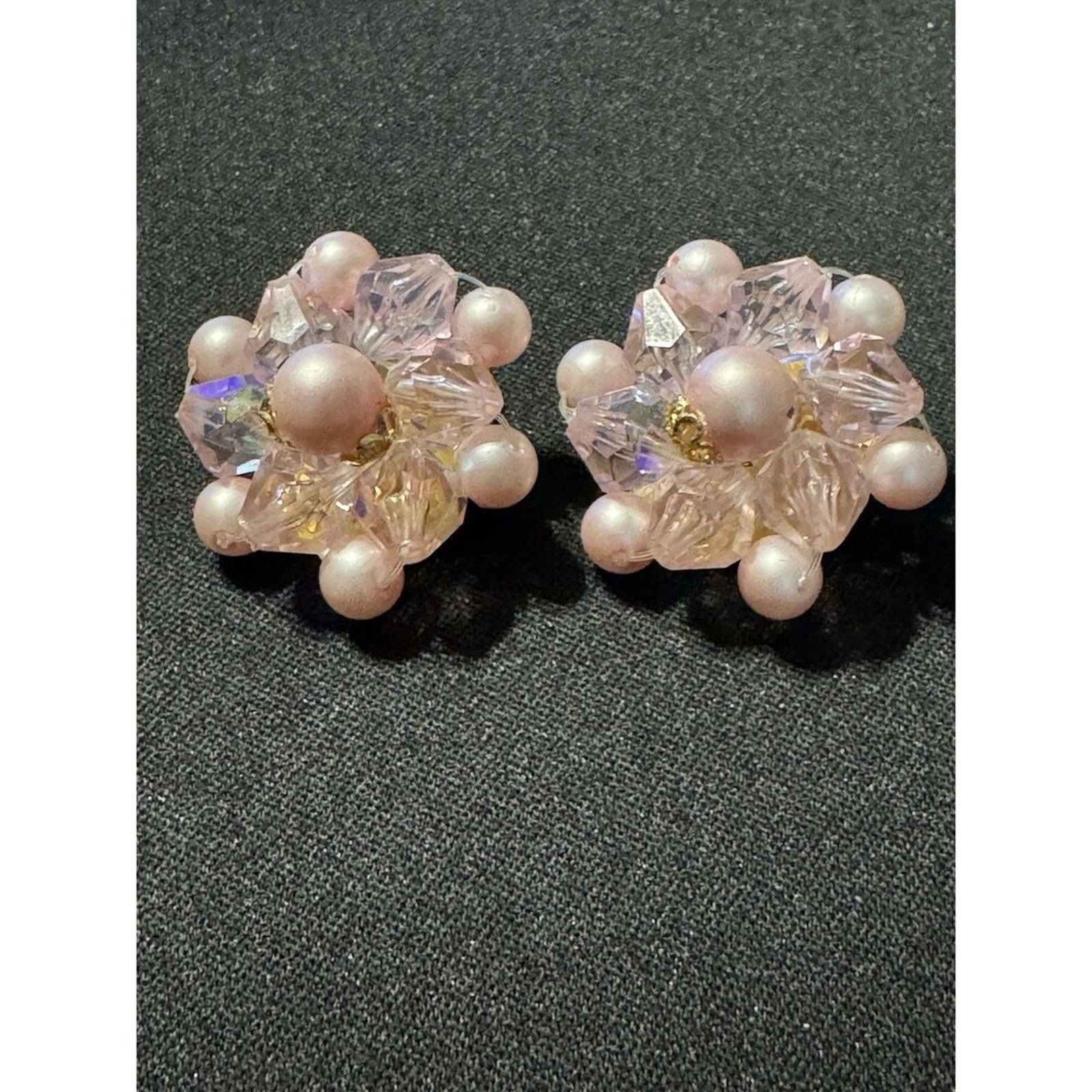 Other Pink Pearl Beaded Button Clip-on Earrings Vintage Germany Size ONE SIZE - 1 Thumbnail