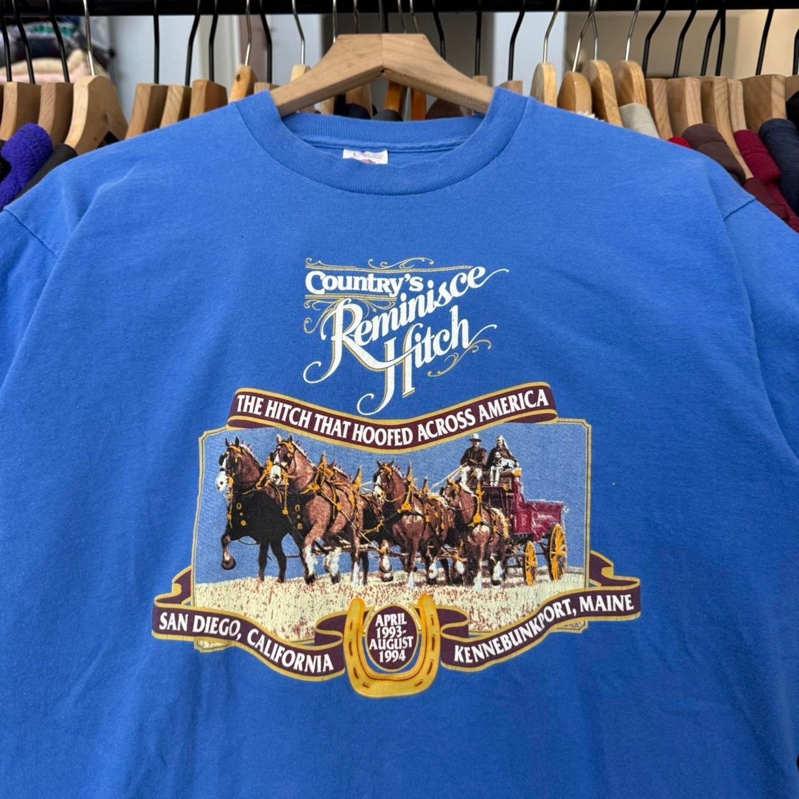 Fruit Of The Loom Vintage 90s Country's Reminisce Hitch T-Shirt Size US L / EU 52-54 / 3 - 2 Thumbnail