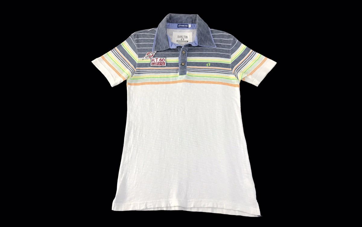 Hang Ten Vintage Hang Ten Double Kneck Design Stripes Polo Style Size US S / EU 44-46 / 1 - 1 Thumbnail