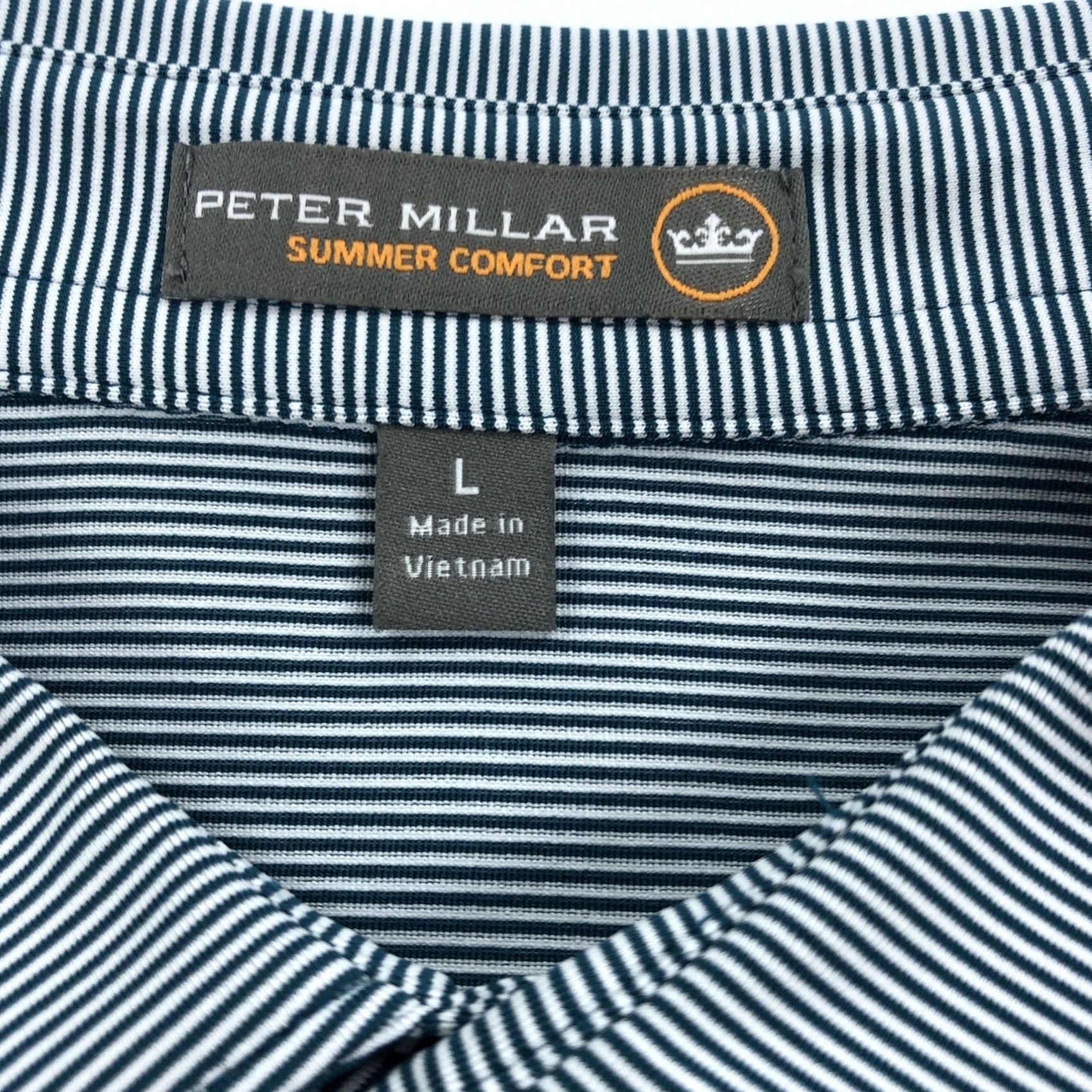 Peter Millar Peter Millar Summer Comfort Polo Shirt Mens Large Blue Striped Golf Shirt Size US L / EU 52-54 / 3 - 5 Thumbnail