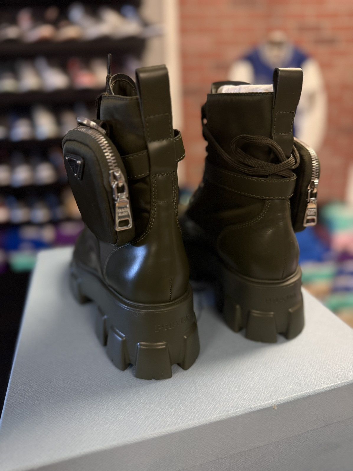 Prada Prada High Top Green Combat Boots Size 39 NEW $1750 Retail Size US 9 / IT 39 - 10 Thumbnail