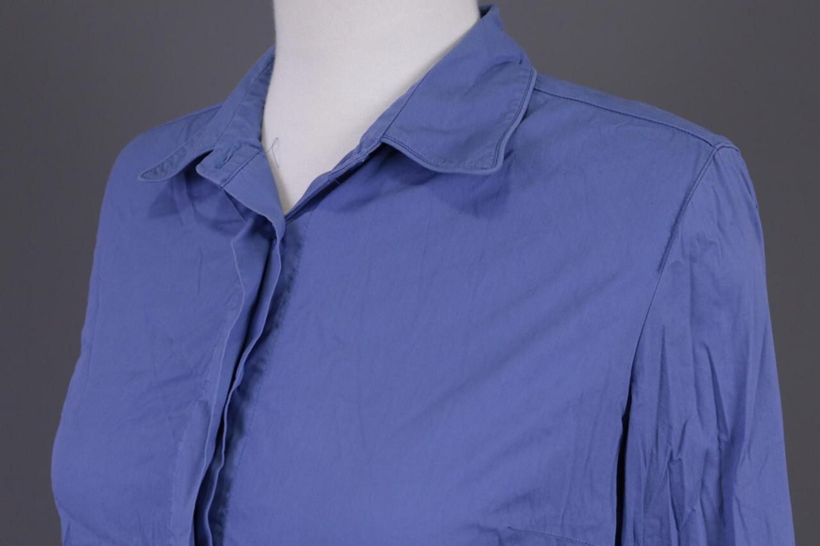 Designer Max Mara Blue Button Down Shirt Size US 8 / I 42 / GB 10 Size M / US 6-8 / IT 42-44 - 11 Thumbnail