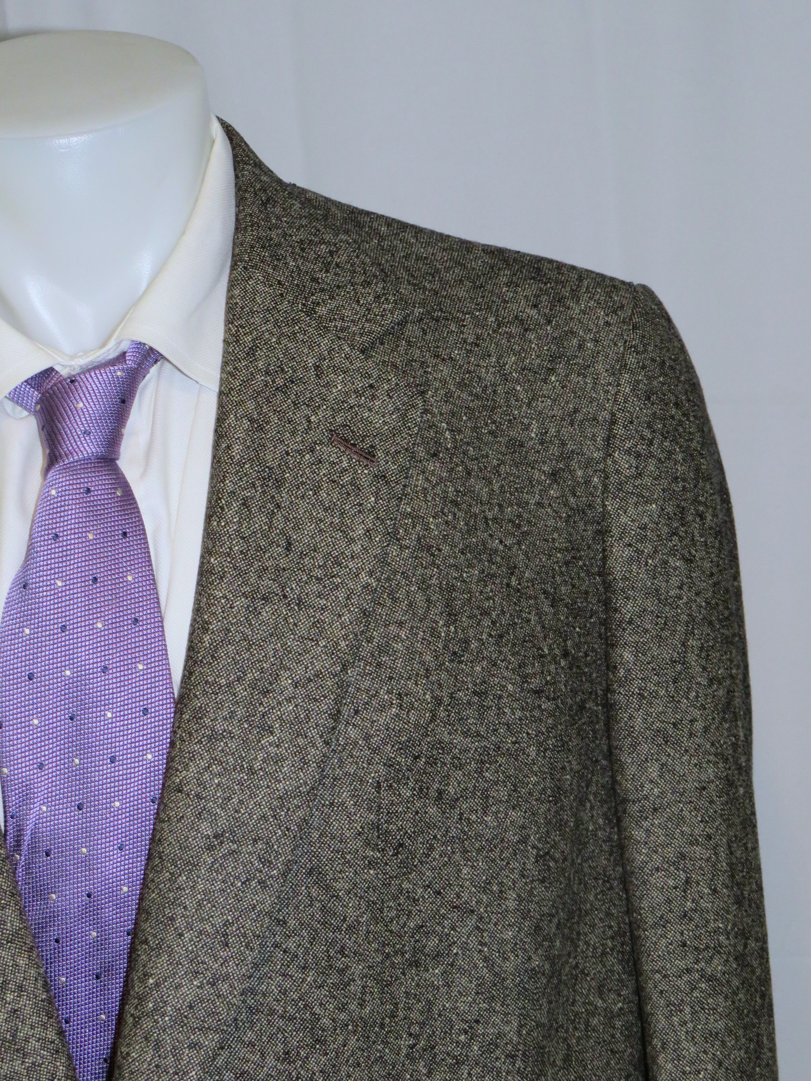 Henry Poole × Savile Row Bespoke Gray Donegal Tweed Two Button Sport Coat 46R Size 46R - 3 Thumbnail