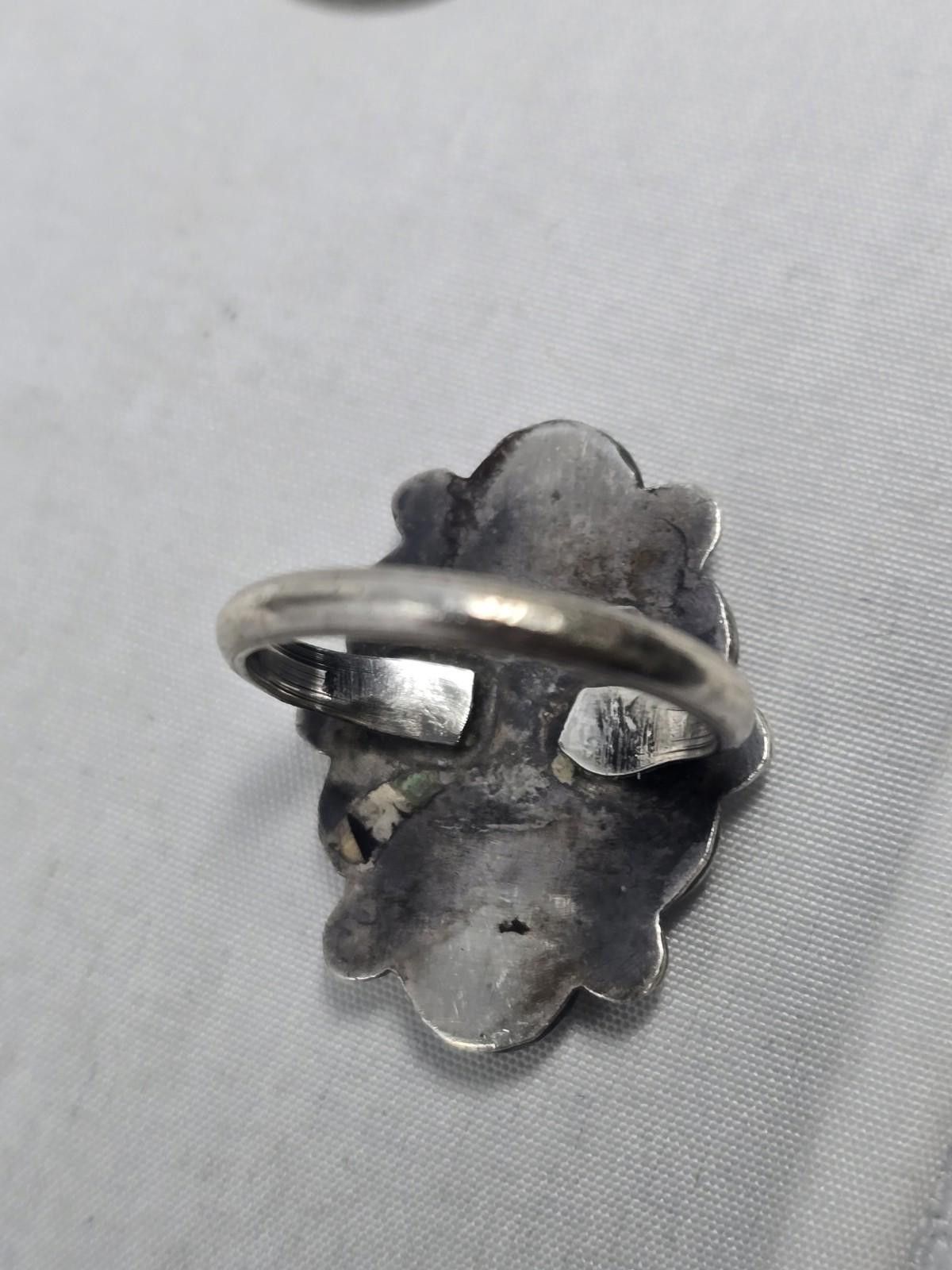 Other Sterling Silver Turquoise Cluster Ring Size 6 Vintage Size ONE SIZE - 3 Thumbnail