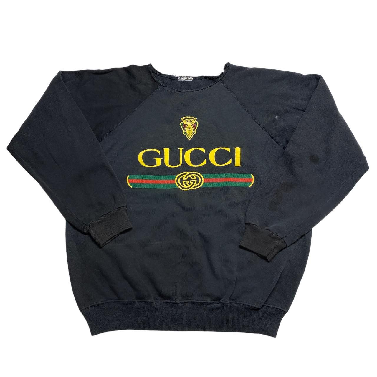 Vintage Distressed BL Gucci Print Black Sweatshirt Size US L / EU 52-54 / 3 - 1 Thumbnail