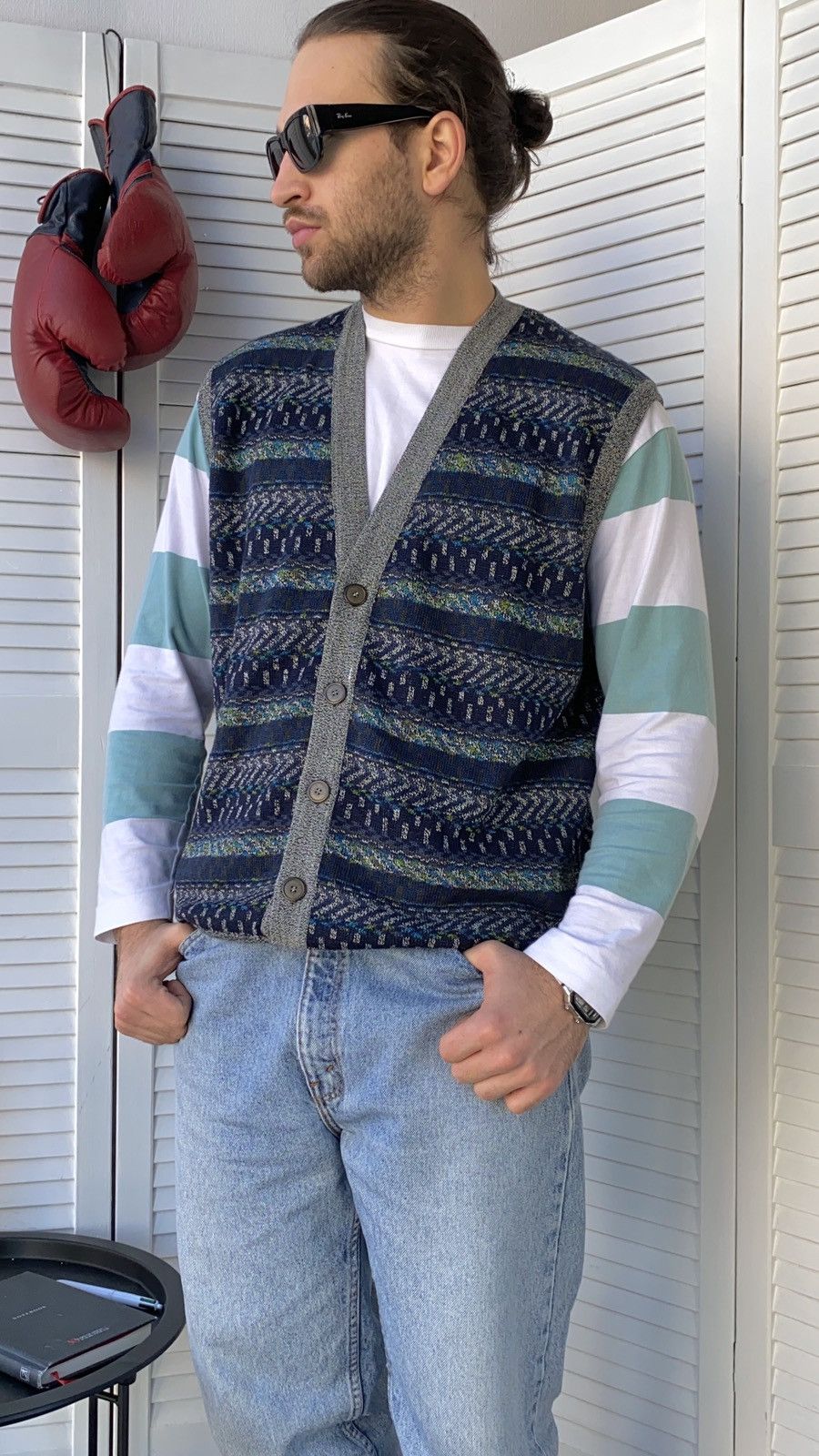 Designer × Vintage Vintage 90s Lana Knit Cardigan Sweater Button Vest Size US L / EU 52-54 / 3 - 5 Thumbnail